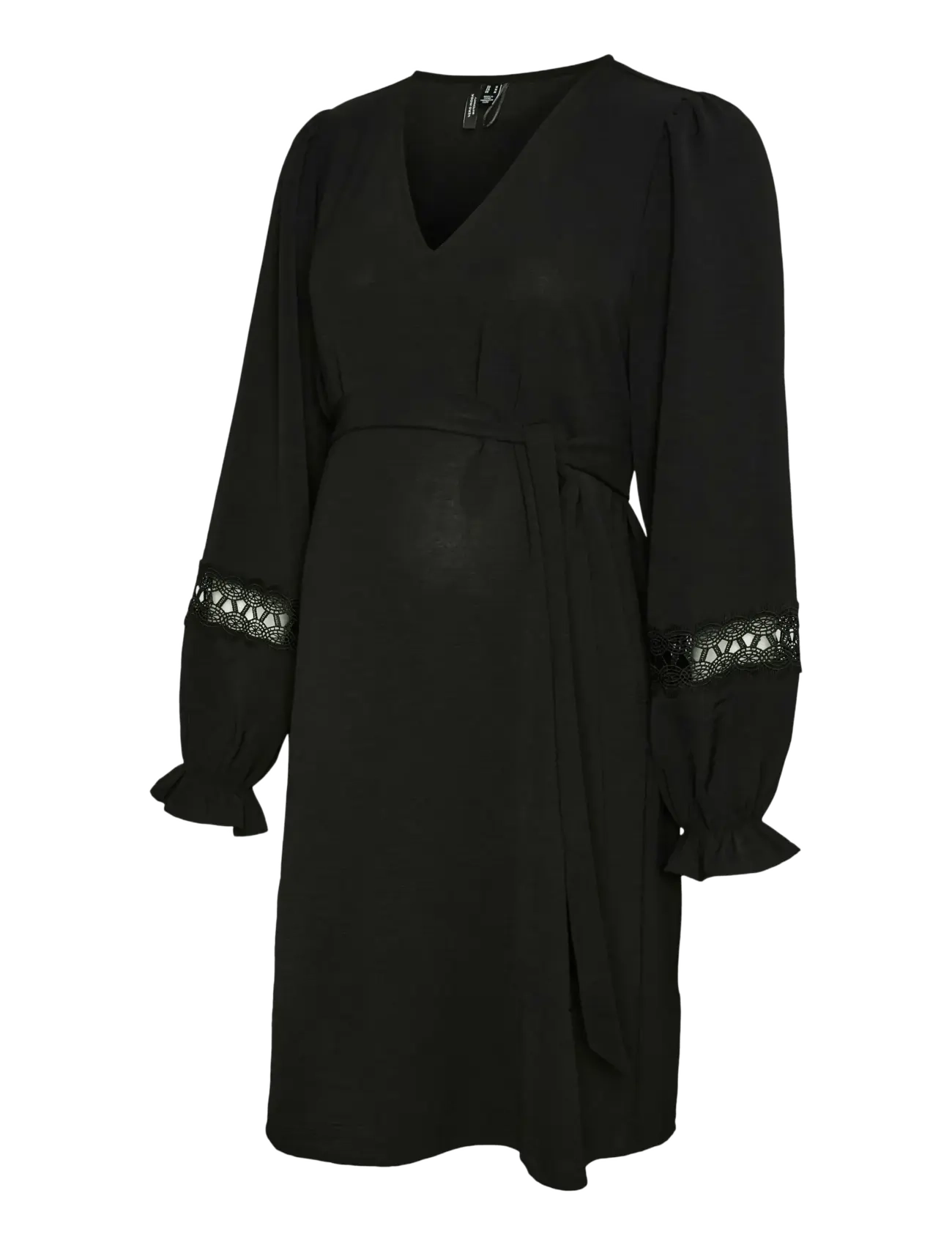 Vero Moda Maternity VMMALVA LACE LS SHORT DRESS WVN GA - Kleidid - BLACK / black