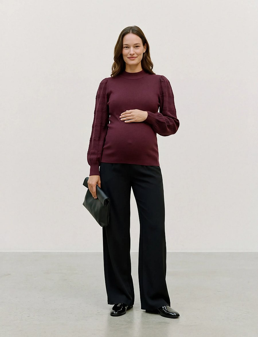 Vero Moda Maternity - VMMNEWLIMONE LS HIGHNECK PULLOVER - langærmede bluser - windsor wine - 0