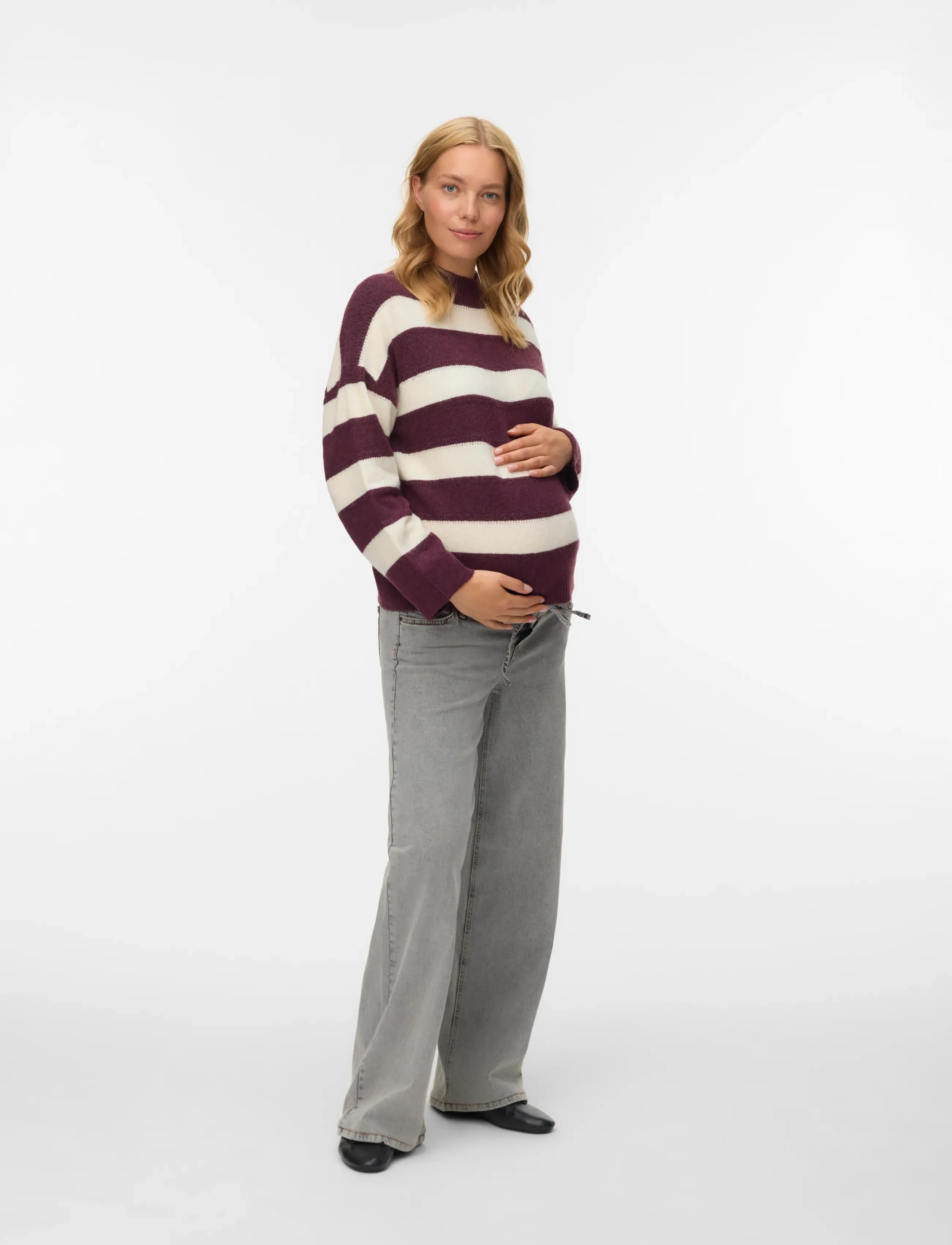 Vero Moda Maternity - VMMINEZ LS HIGHNECK SHORT PULLOVER - sviitrid - winetasting - 4