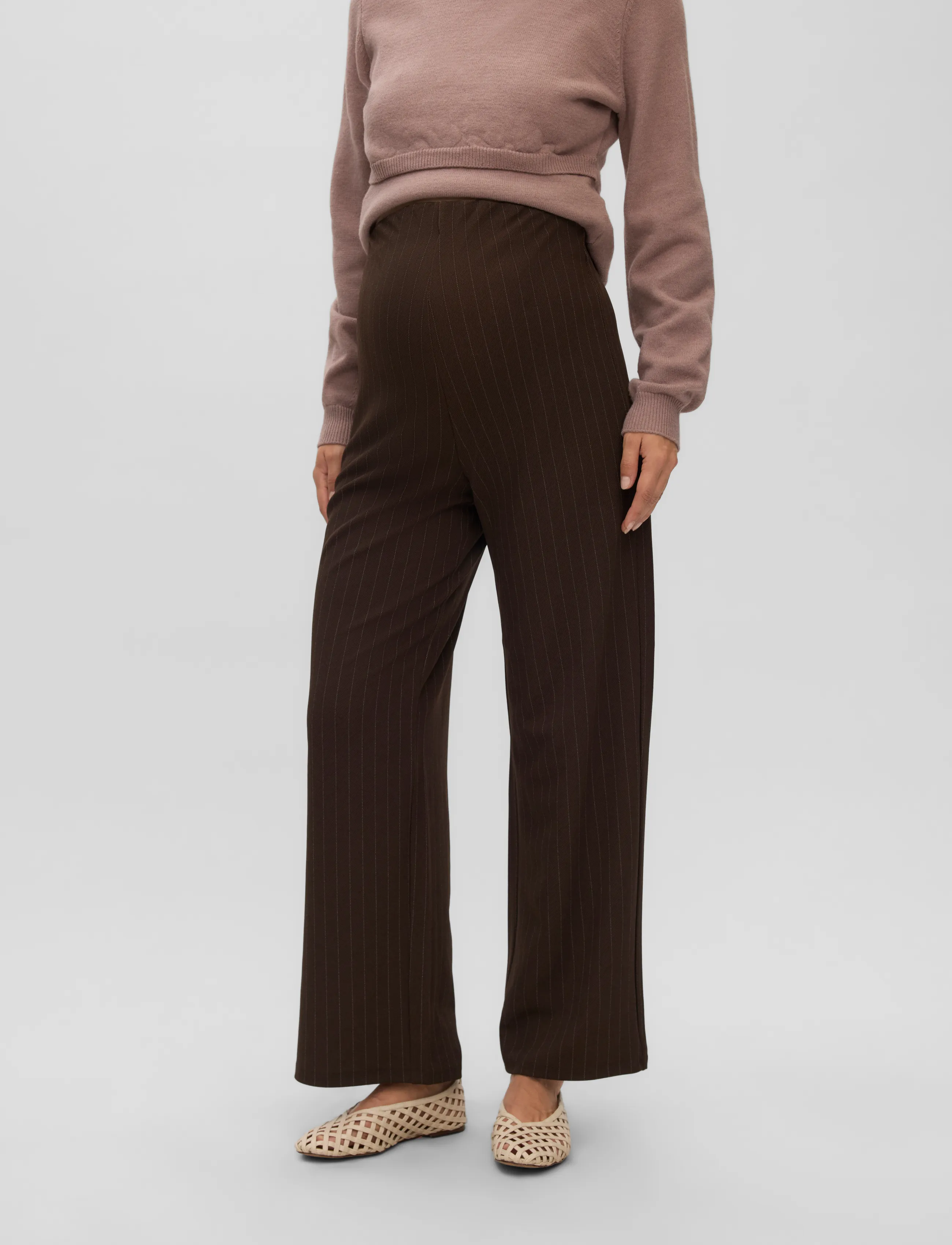 Vero Moda Maternity - VMMBERLIN MY HW WIDE PRINT PANT - bottoms - chocolate torte - 4