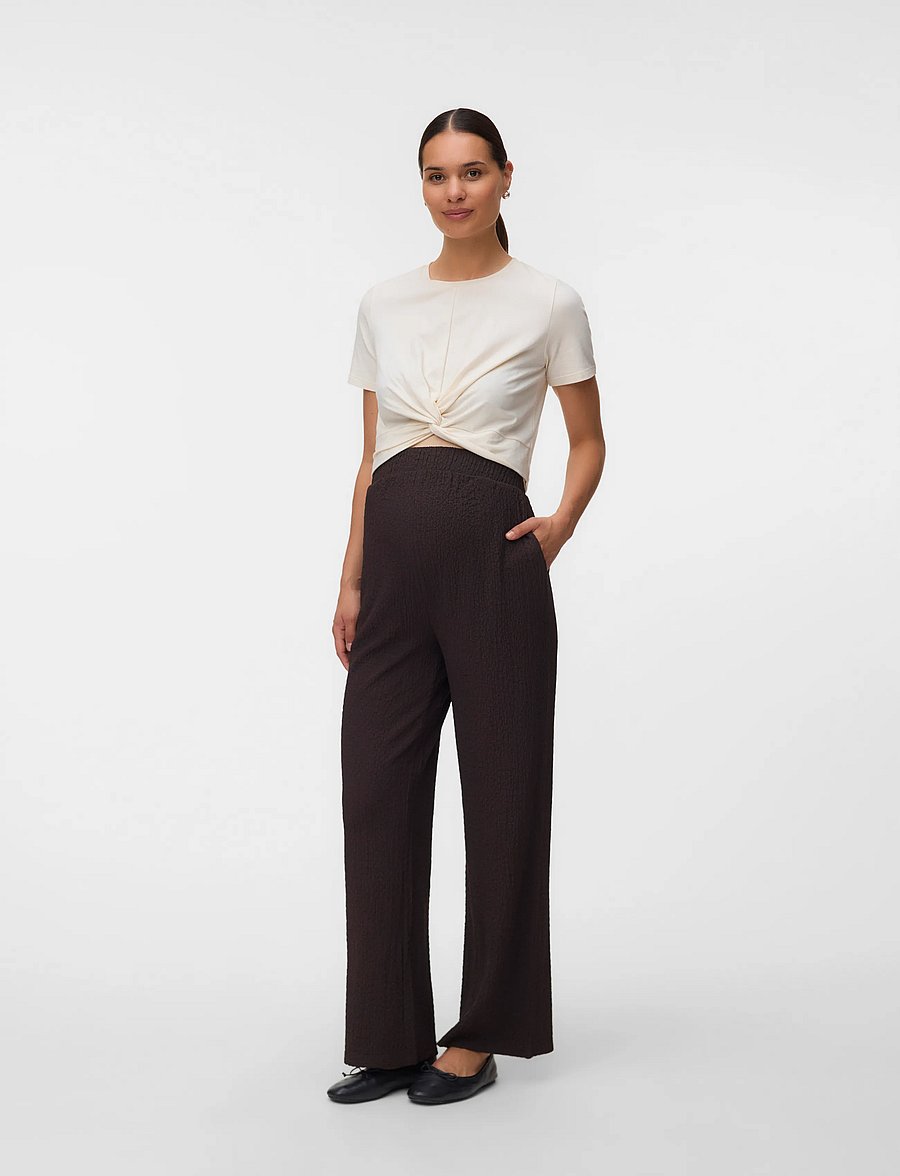 Vero Moda Maternity - VMMCILLE WIDE PANTS JRS - hosen mit weitem bein - chocolate torte - 4