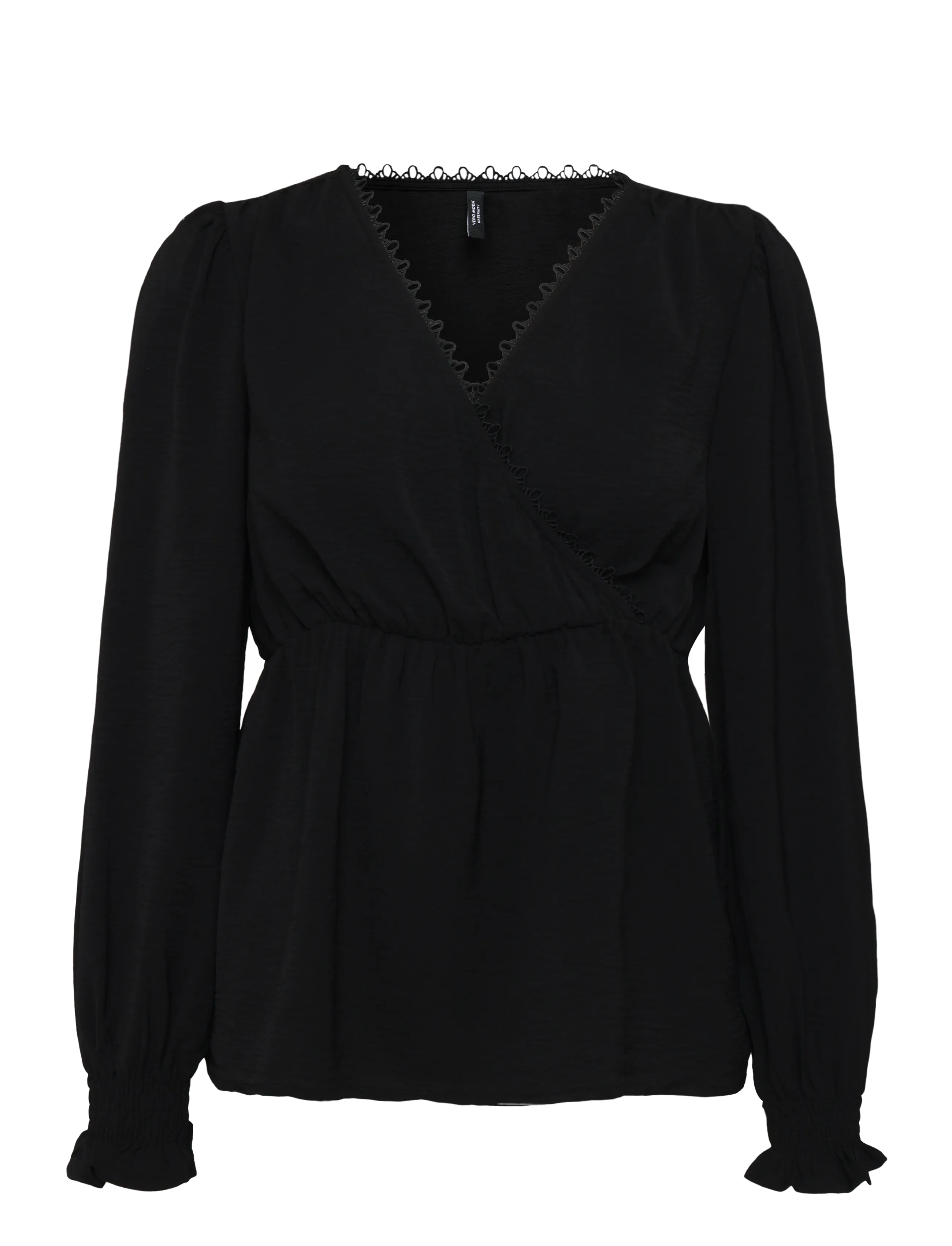 Vero Moda Maternity VMMALVA LACE LS TOP WVN GA - Topid - BLACK / black