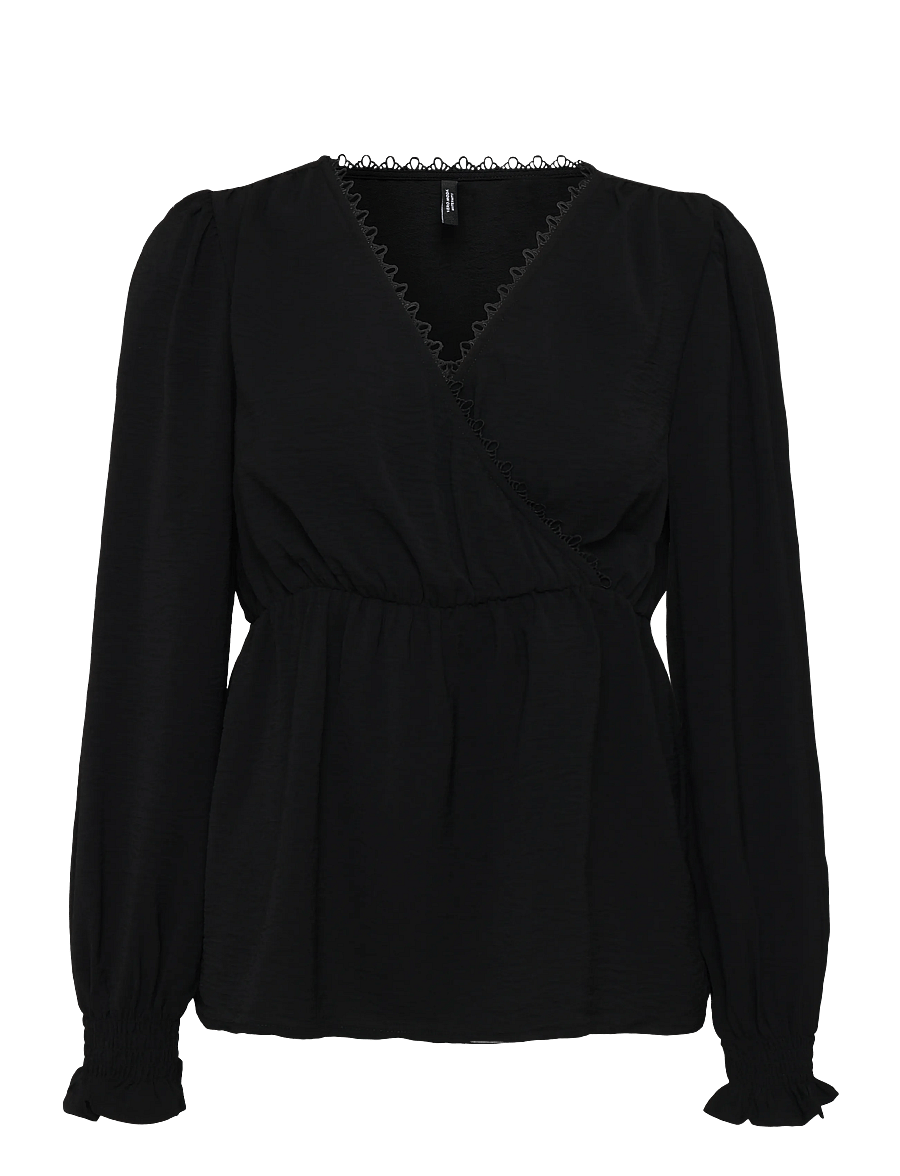 Vero Moda Maternity - VMMALVA LACE LS TOP WVN GA - pikkade varrukatega pluusid - black - 1