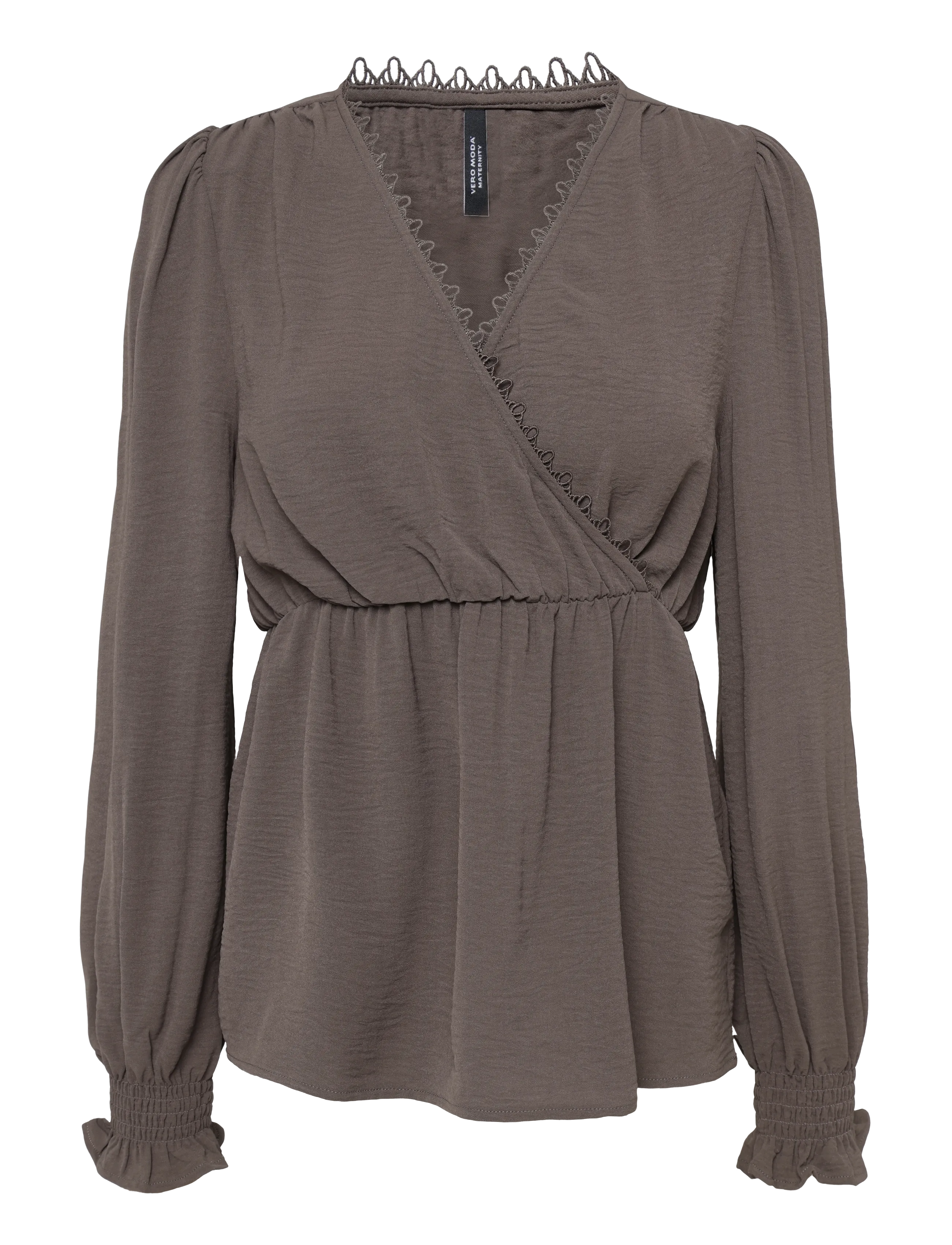Vero Moda Maternity VMMALVA LACE LS TOP WVN GA - Tøj - CHOCOLATE BROWN / brown