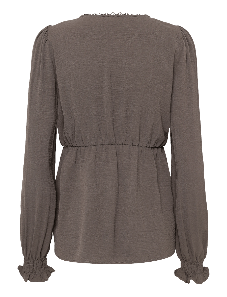 Vero Moda Maternity - VMMALVA LACE LS TOP WVN GA - langærmede bluser - chocolate brown - 2