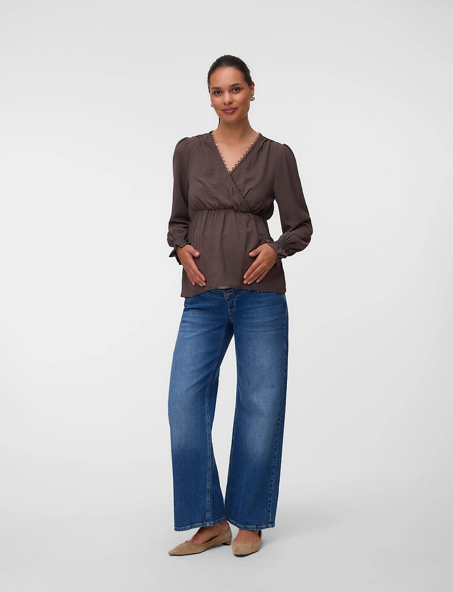 Vero Moda Maternity - VMMALVA LACE LS TOP WVN GA - langärmelige blusen - chocolate brown - 3