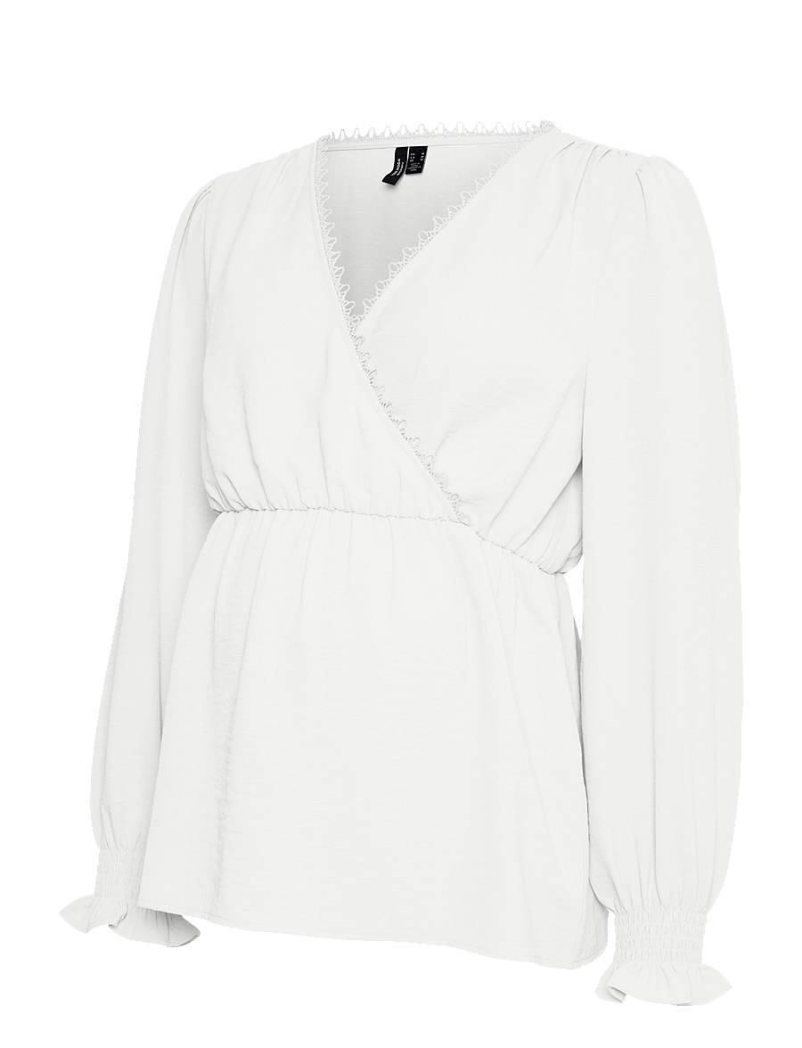 Vero Moda Maternity - VMMALVA LACE LS TOP WVN GA - snow white - 0