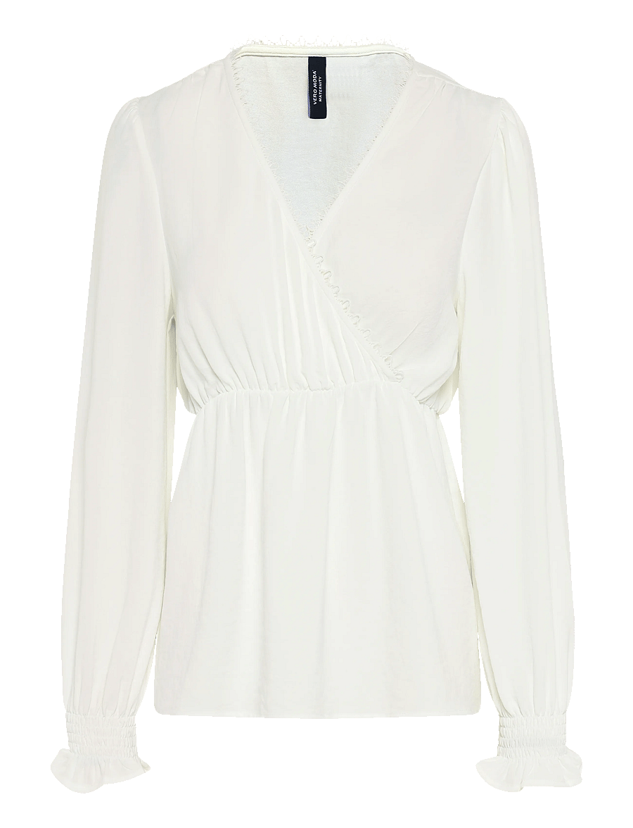 Vero Moda Maternity - VMMALVA LACE LS TOP WVN GA - langärmelige blusen - snow white - 1