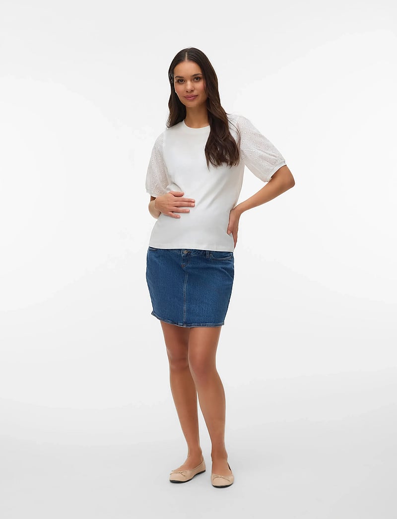 Vero Moda Maternity - VMMJANNI SS O-NECK TOP JRS GA - oberteile - snow white - 3