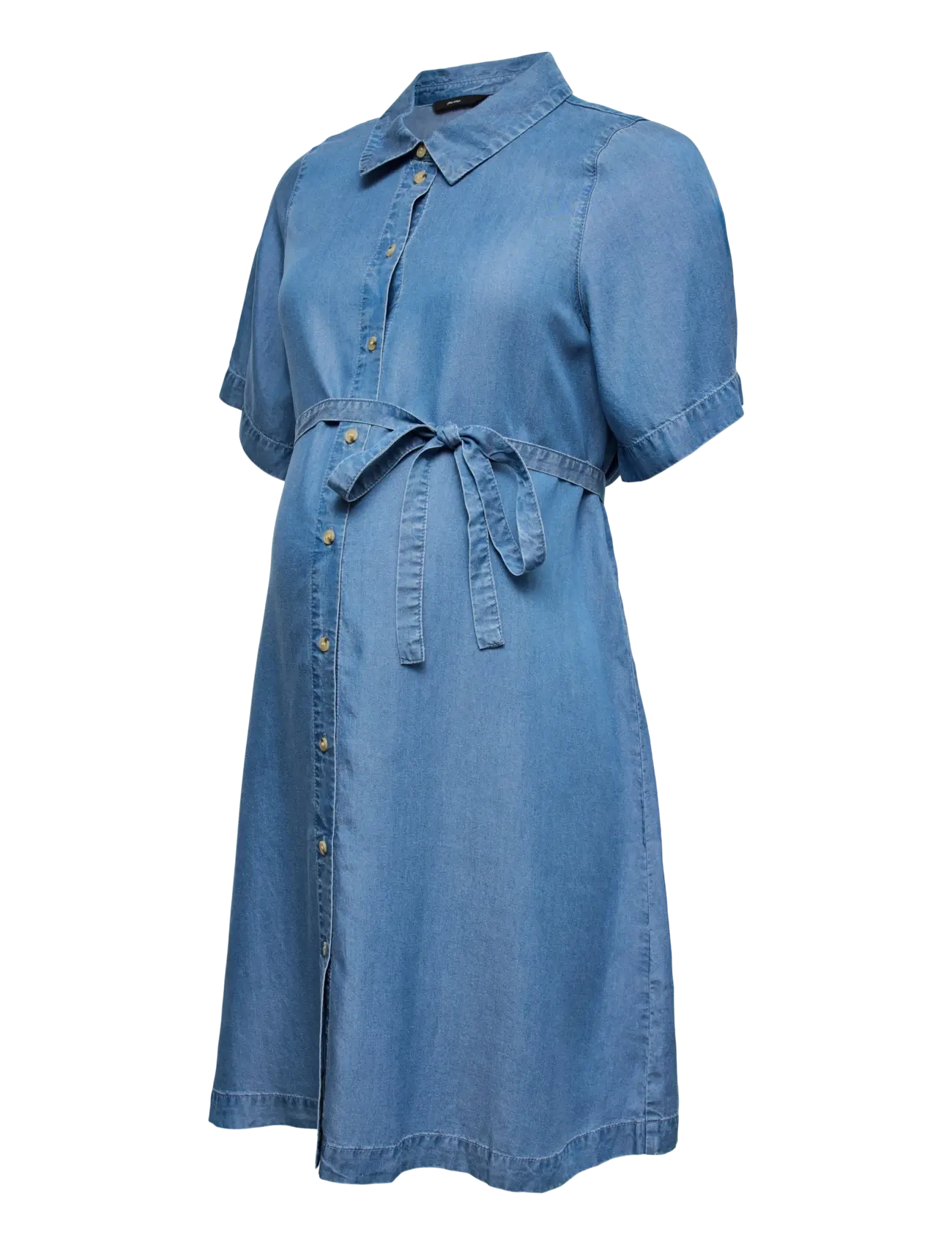 VERO MODA MATERNITY Vmmbree Ss Kurz Tencel Shirt Kleid Blau - L - Damen