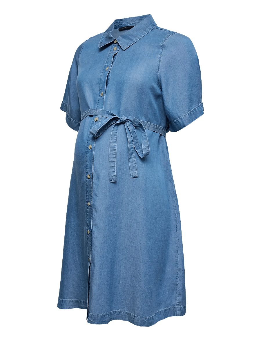 Vero Moda Maternity - VMMBREE SS SHORT TENCEL SHIRT DRESS - hemdkleider - medium blue denim - 1