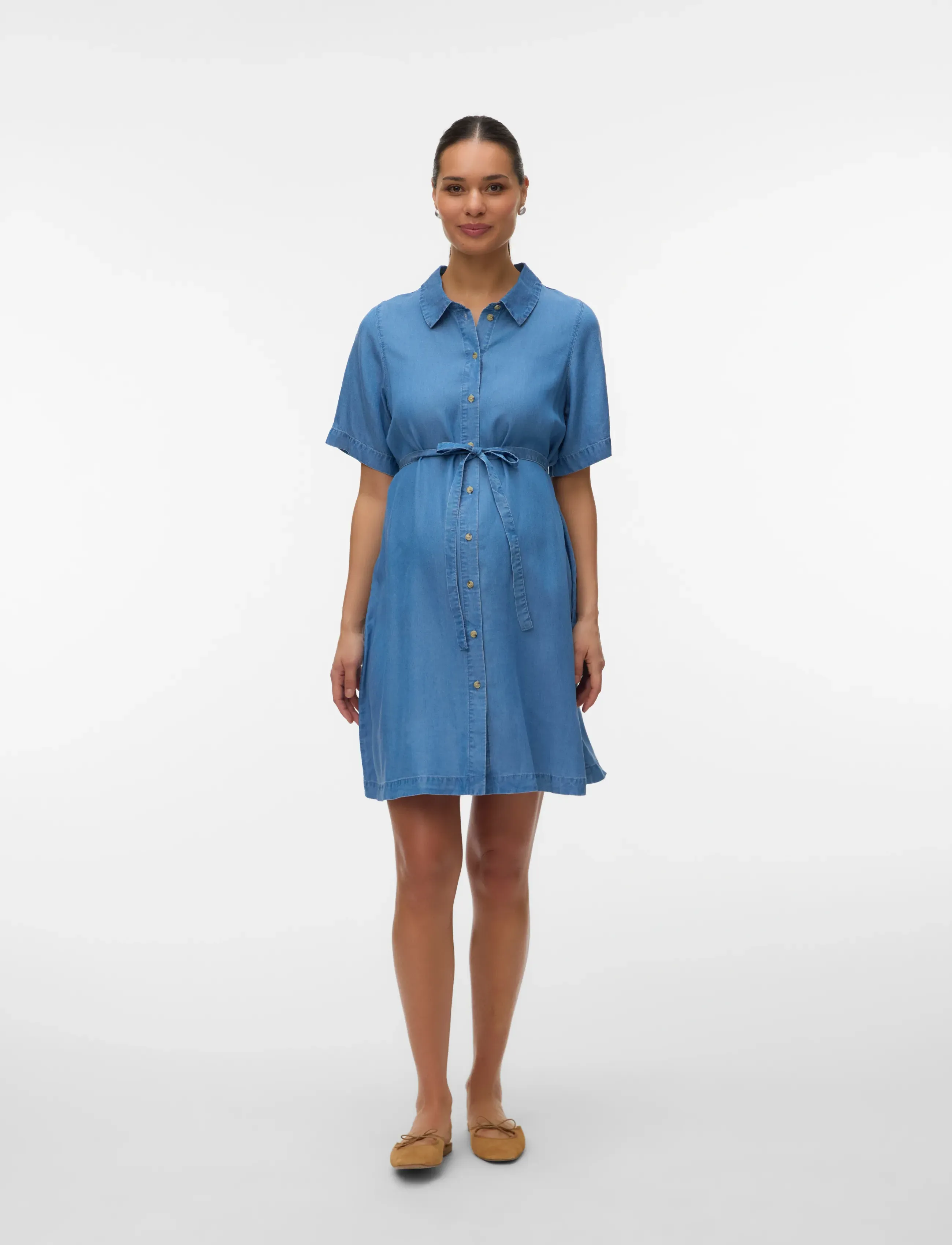Vero Moda Maternity - VMMBREE SS SHORT TENCEL SHIRT DRESS - hemdkleider - medium blue denim - 3