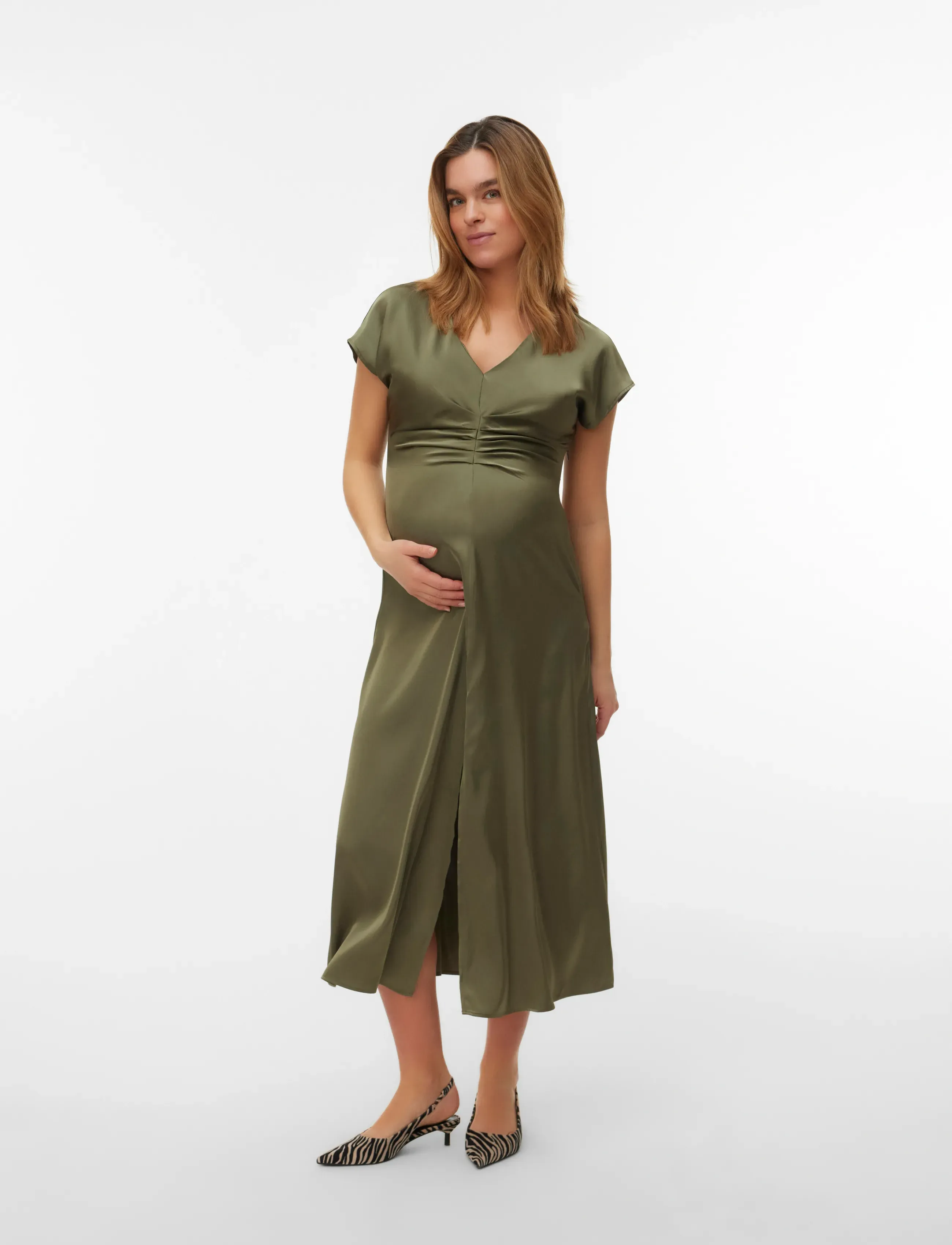 Vero Moda Maternity - VMMJOSALINA S/S 7/8 DRESS WVN - sukienki wieczorowe - kalamata - 3