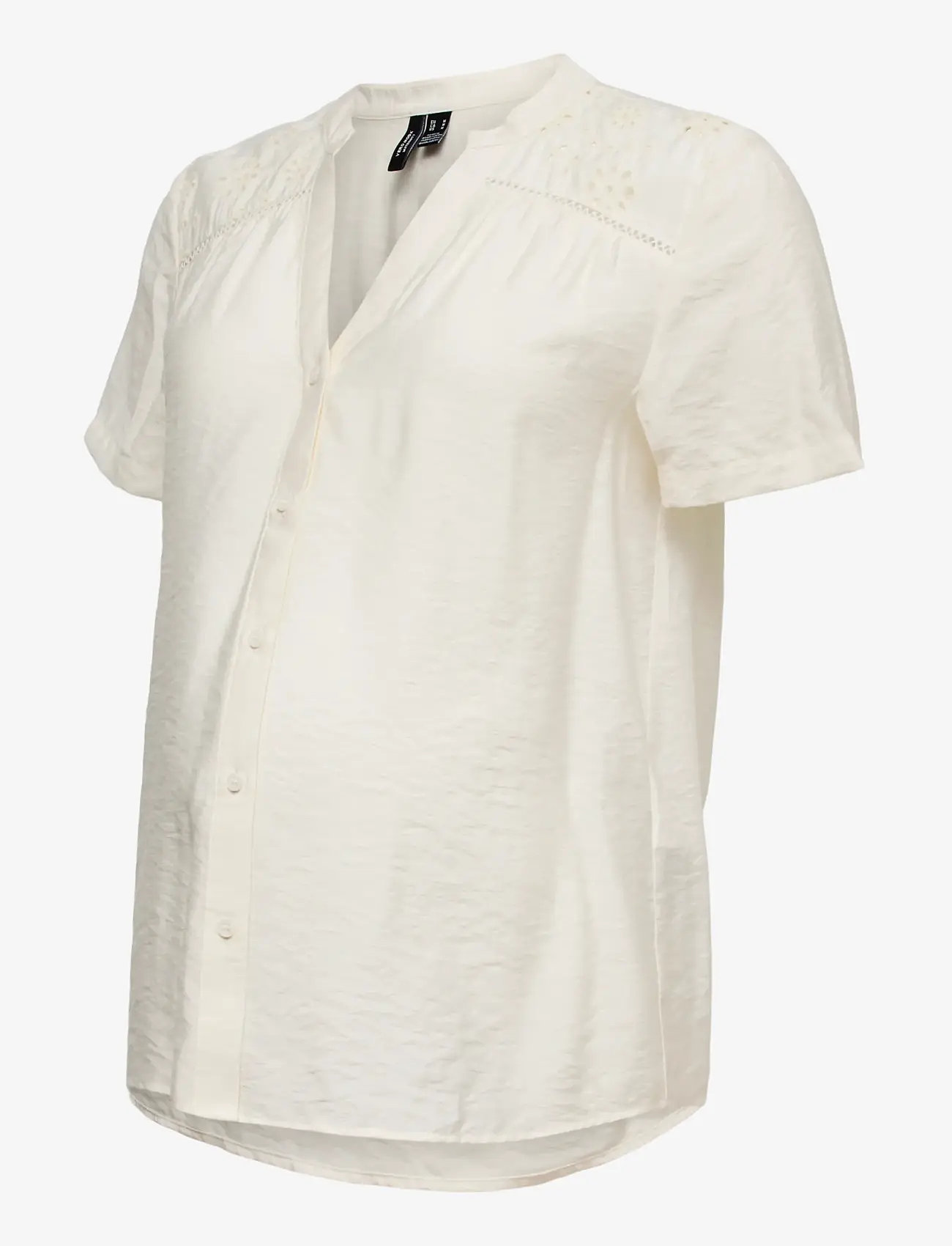 Vero Moda Maternity - VMMJOSIE SS EMB TOP WVN - kortærmede bluser - snow white - 1