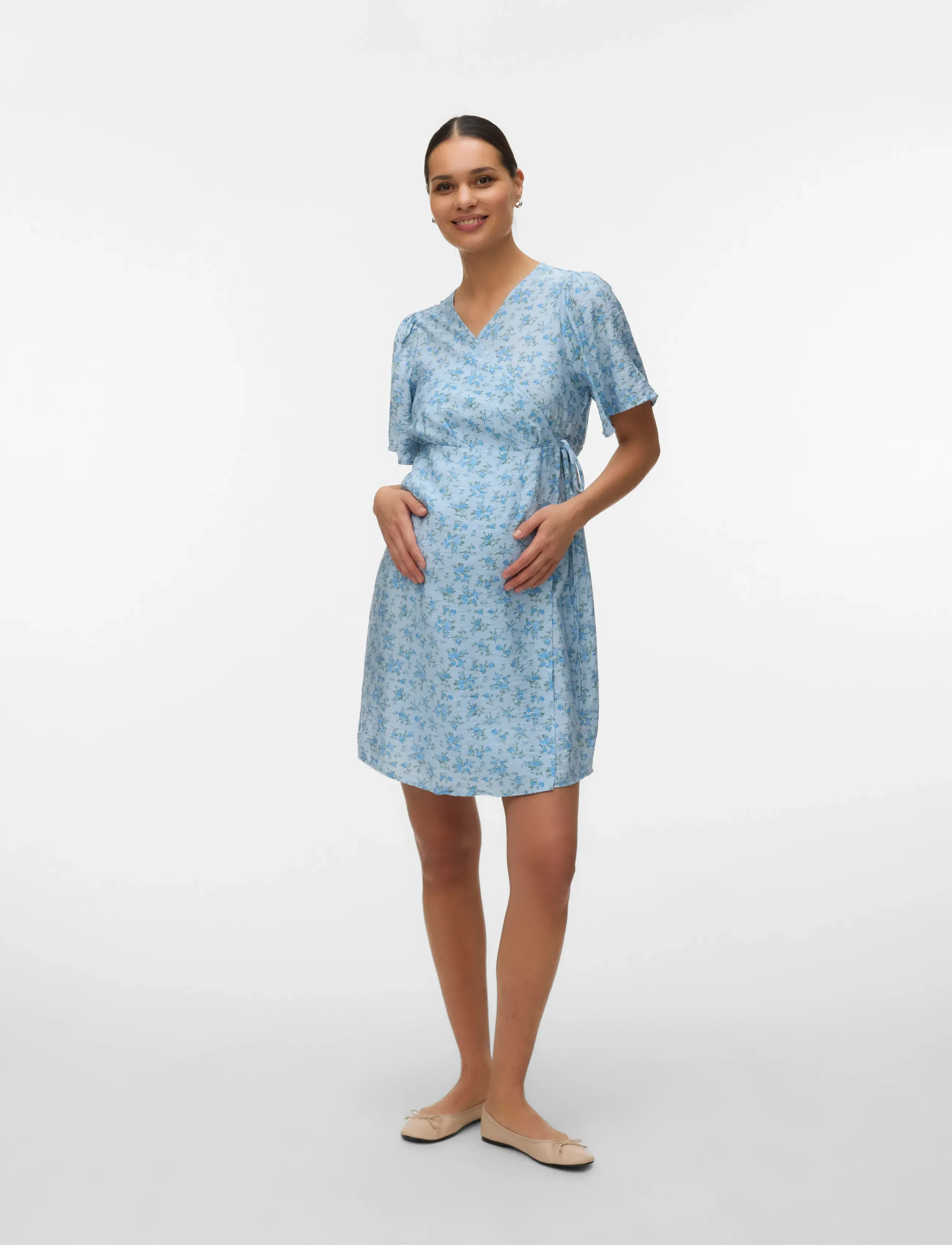 Vero Moda Maternity - VMMJOSIE SS WRAP ABK DRESS WVN GA - sommerschnäppchen - cashmere blue - 5