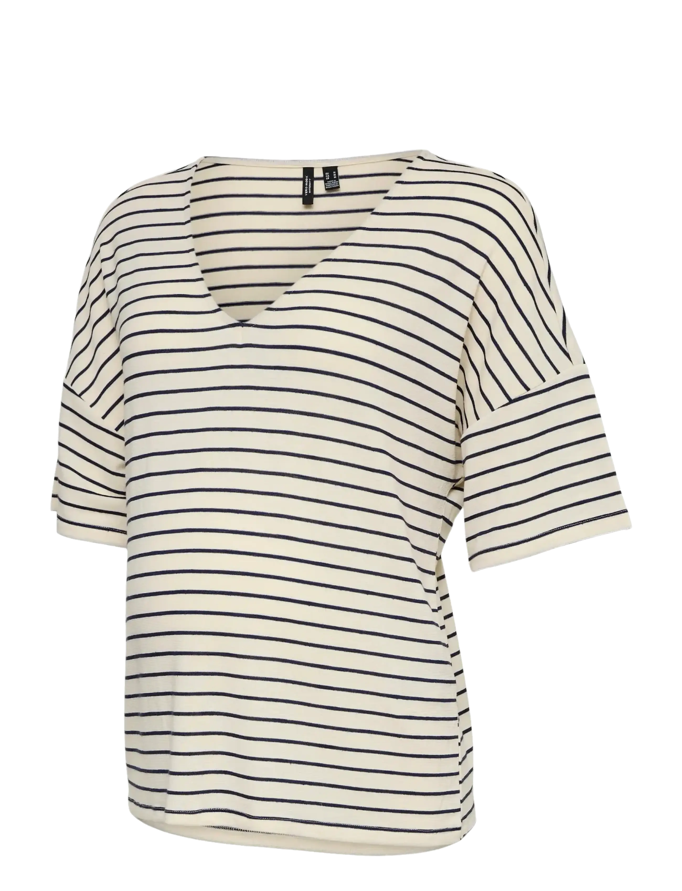 Vero Moda Maternity VMMHOLLI 2/4 V-NECK LOOSE TOP JRS - Rūpestinga Mada - BIRCH / cream