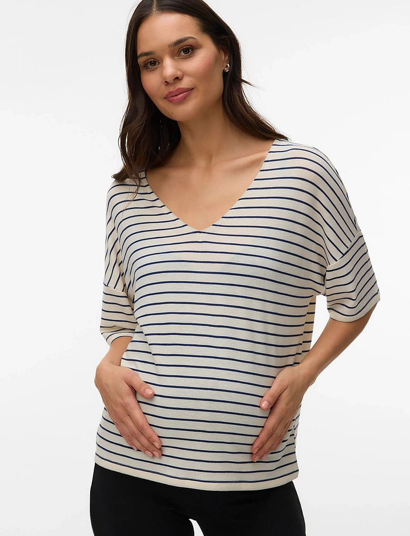 Vero Moda Maternity - VMMHOLLI 2/4 V-NECK LOOSE TOP JRS - alussärgid - birch - 0