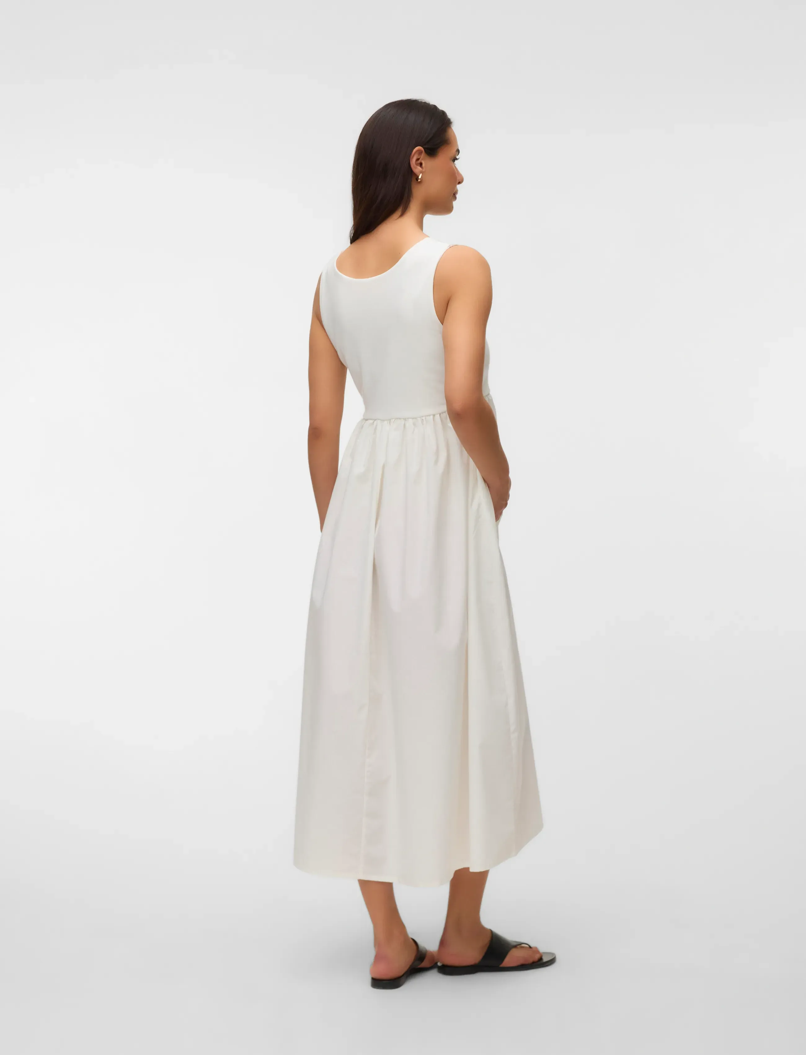 Vero Moda Maternity - VMMANE SL U-NECK 7/8 2-WAY DRESS JRS - sumarkjólar - cloud dancer - 2