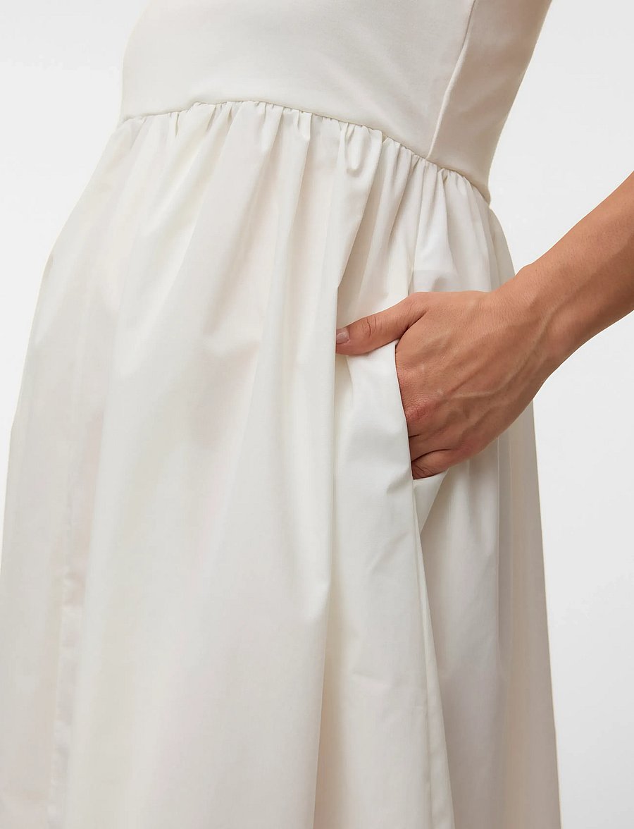 Vero Moda Maternity - VMMANE SL U-NECK 7/8 2-WAY DRESS JRS - sumarkjólar - cloud dancer - 4