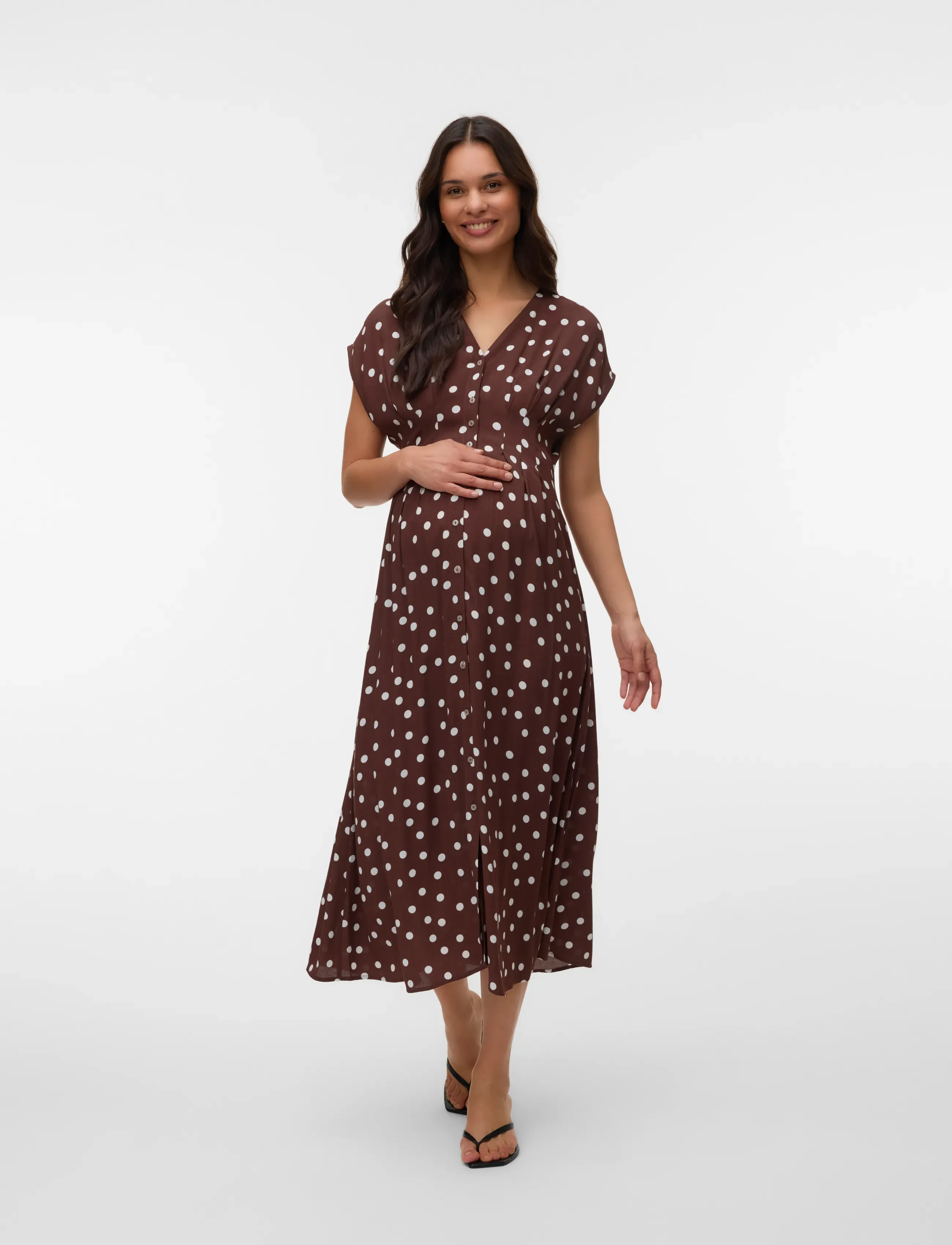 Vero Moda Maternity - VMMELISA SL PLEAT SHIRT 7/8 DRESS WVN - sommerkleider - chocolate martini - 3