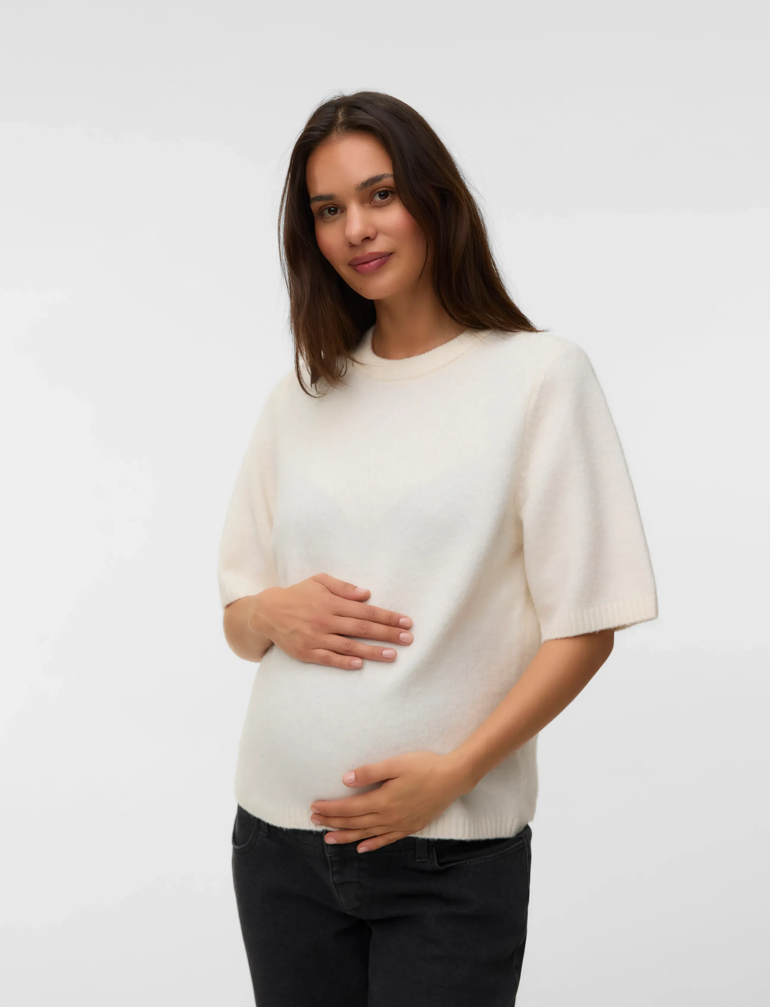 Vero Moda Maternity Vmmboom 2/4 O-Nk Oversize Pullove, L, Cream, Strik > Trøjer, Dame
