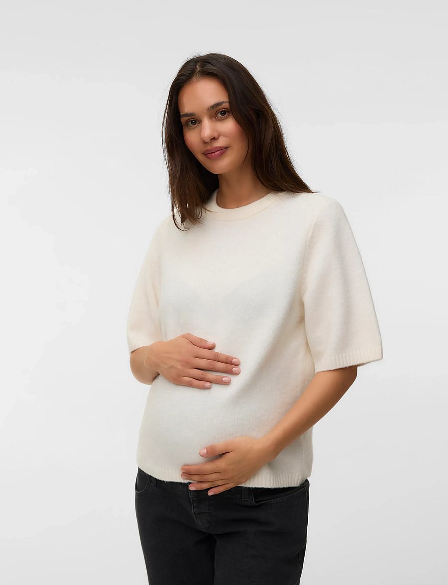 Vero Moda Maternity - VMMBOOM 2/4 O-NK OVERSIZE PULLOVE - overdele - birch - 0