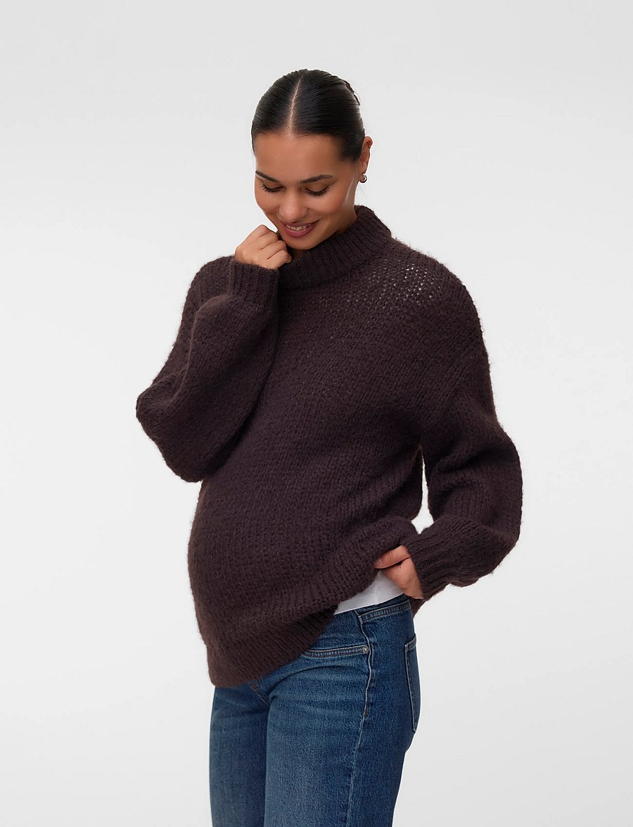 Vero Moda Maternity - VMMAYBE LS HIGH NECK PULLOVER - kampsunid - chocolate torte - 0