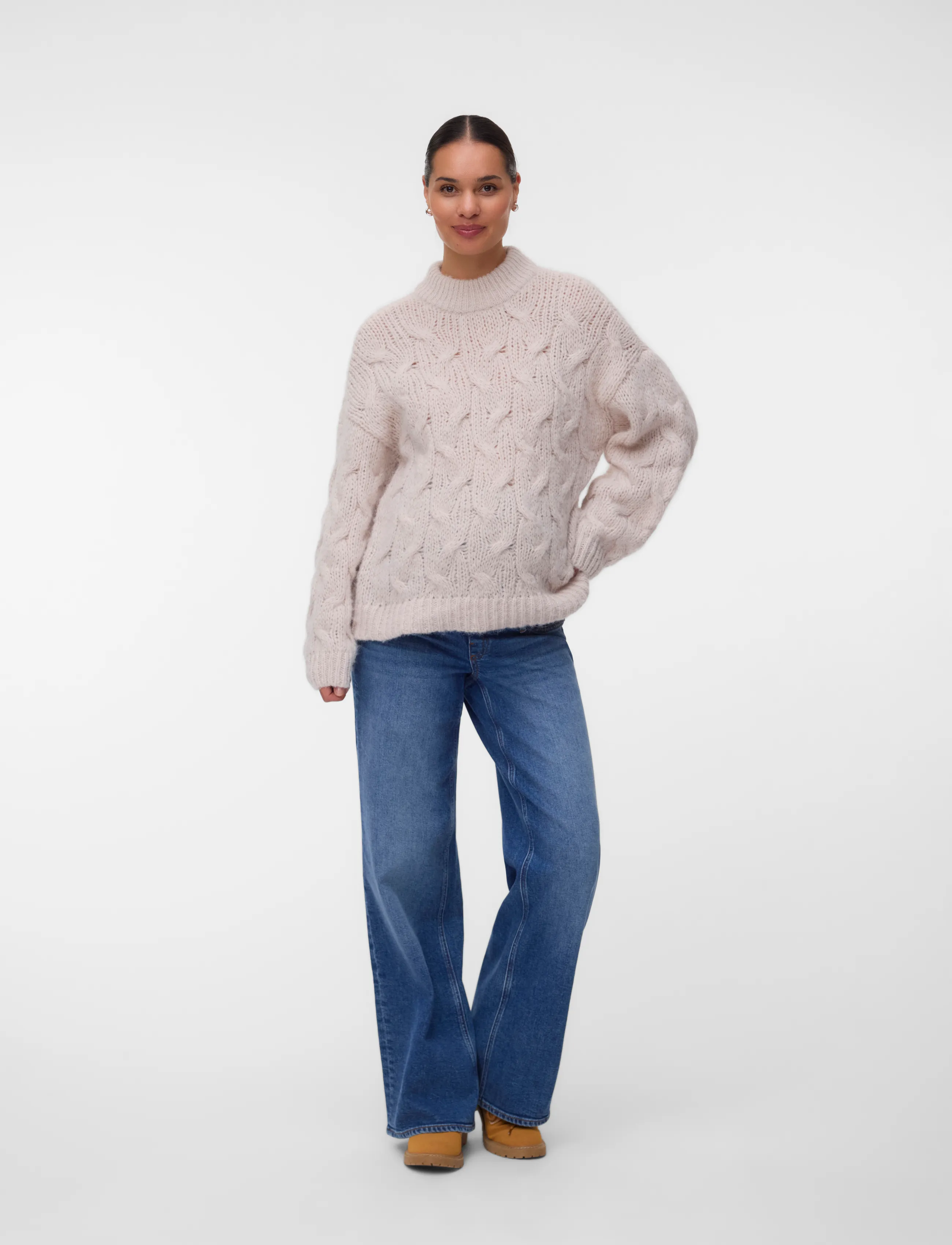 Vero Moda Maternity - VMMAYBE LS HIGH NECK CABLE PULLOVER - jumpers - oatmeal - 4