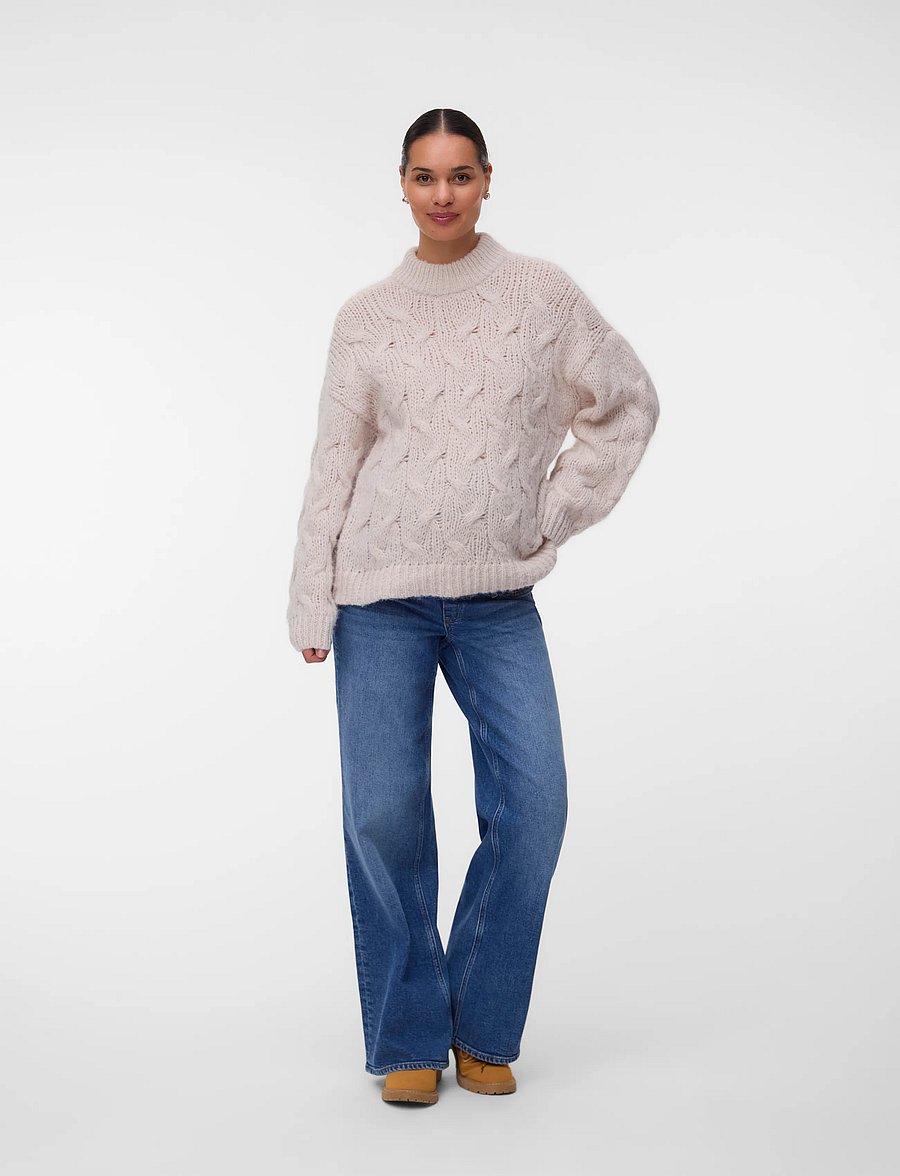Vero Moda Maternity - VMMAYBE LS HIGH NECK CABLE PULLOVER - pullover - oatmeal - 4