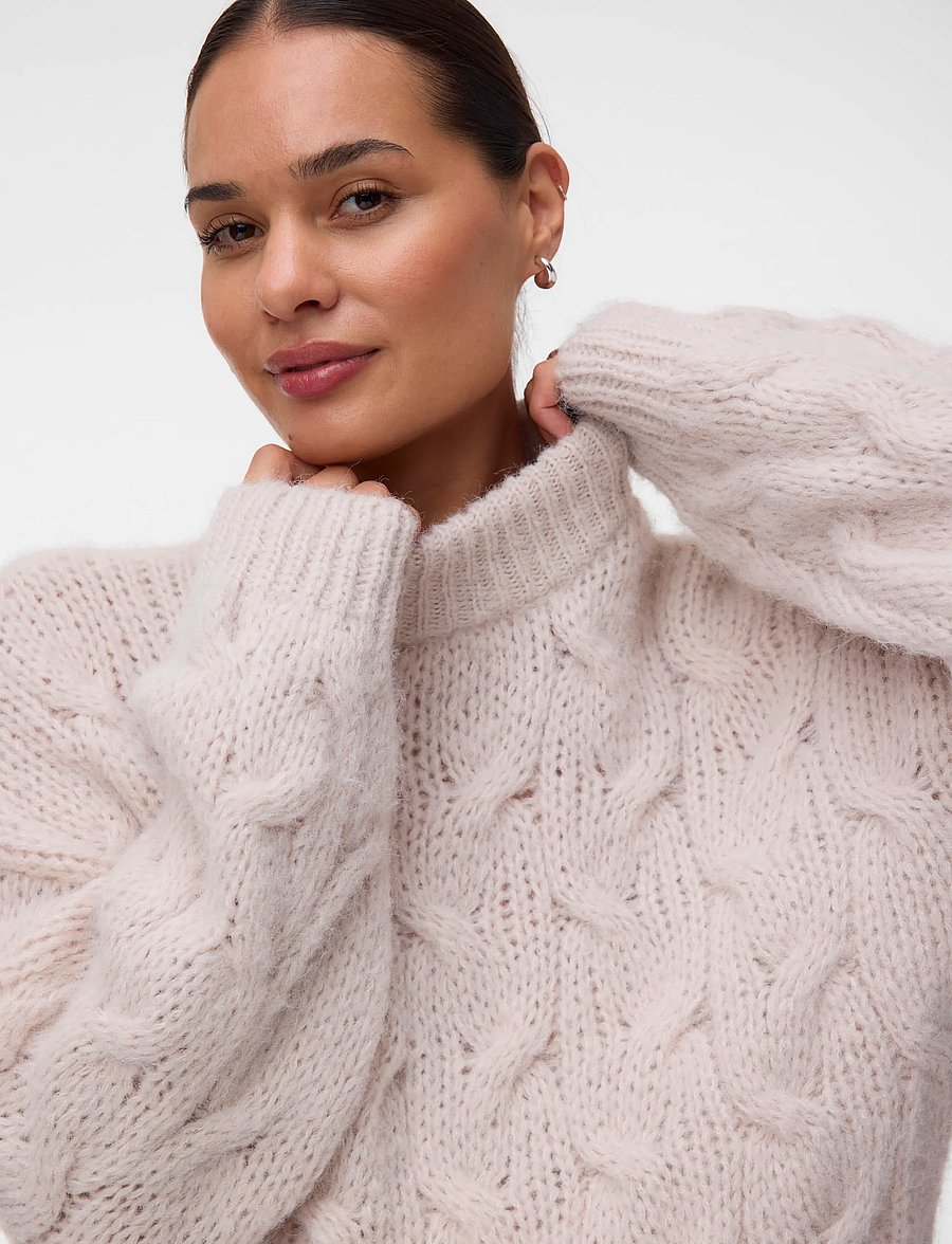 Vero Moda Maternity - VMMAYBE LS HIGH NECK CABLE PULLOVER - pullover - oatmeal - 5