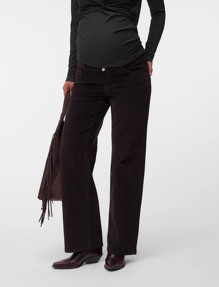 Vero Moda Maternity - VMMTESSA HR WIDE CORDUROY PANTS - chocolate torte - 0