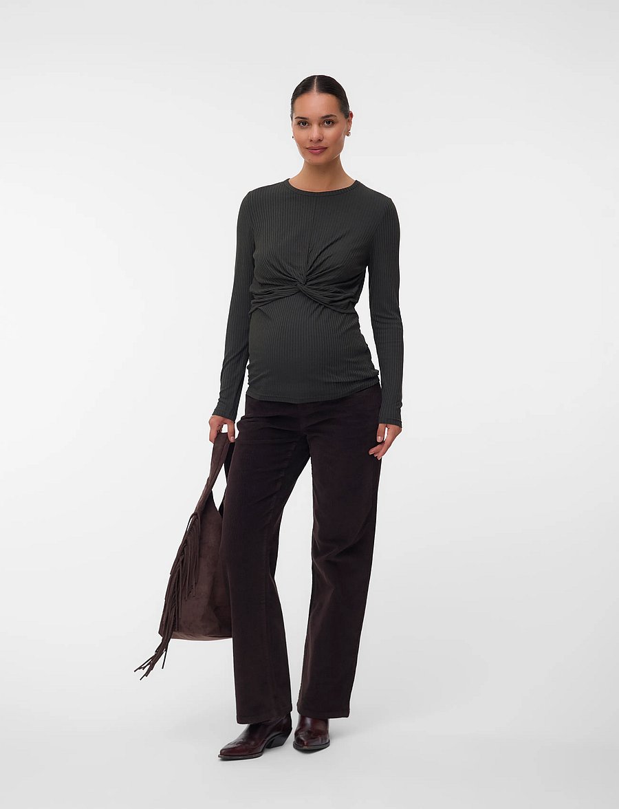 Vero Moda Maternity - VMMTESSA HR WIDE CORDUROY PANTS - chocolate torte - 3
