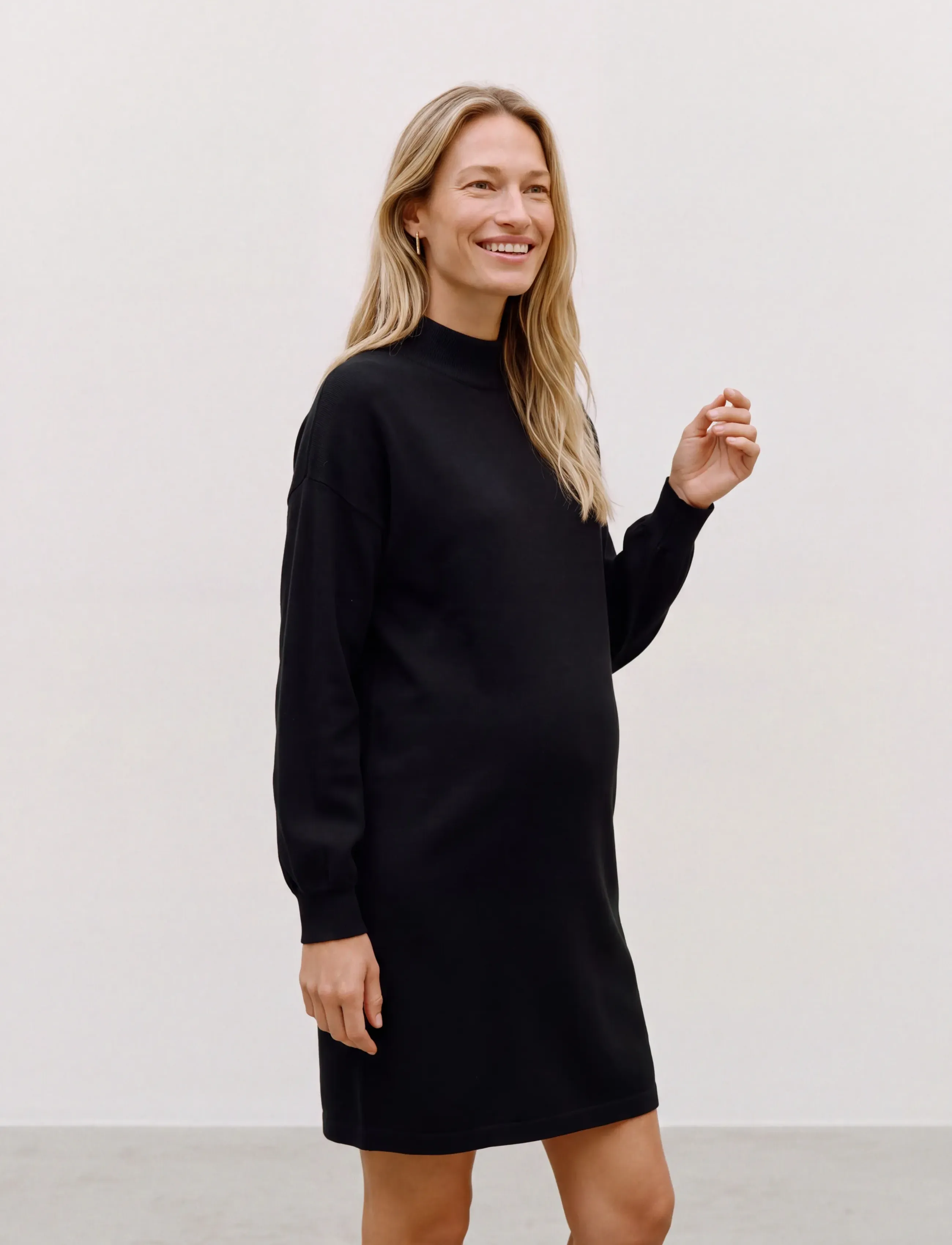 Vero Moda Maternity - VMMNANCY LS FUNNELNECK DRESS NOOS - knitted dresses - black - 4