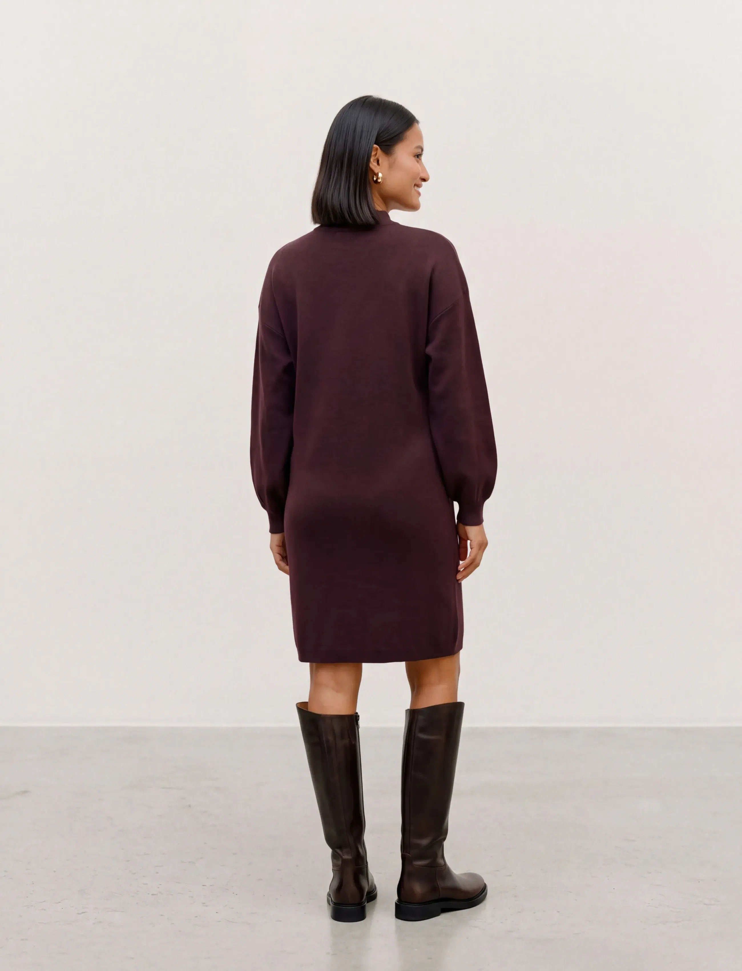 Vero Moda Maternity - VMMNANCY LS FUNNELNECK DRESS NOOS - strickkleider - winetasting - 3