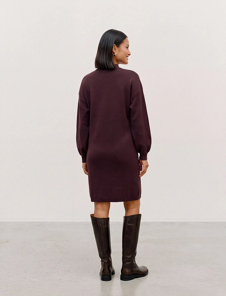 Vero Moda Maternity - VMMNANCY LS FUNNELNECK DRESS NOOS - strickkleider - winetasting - 3