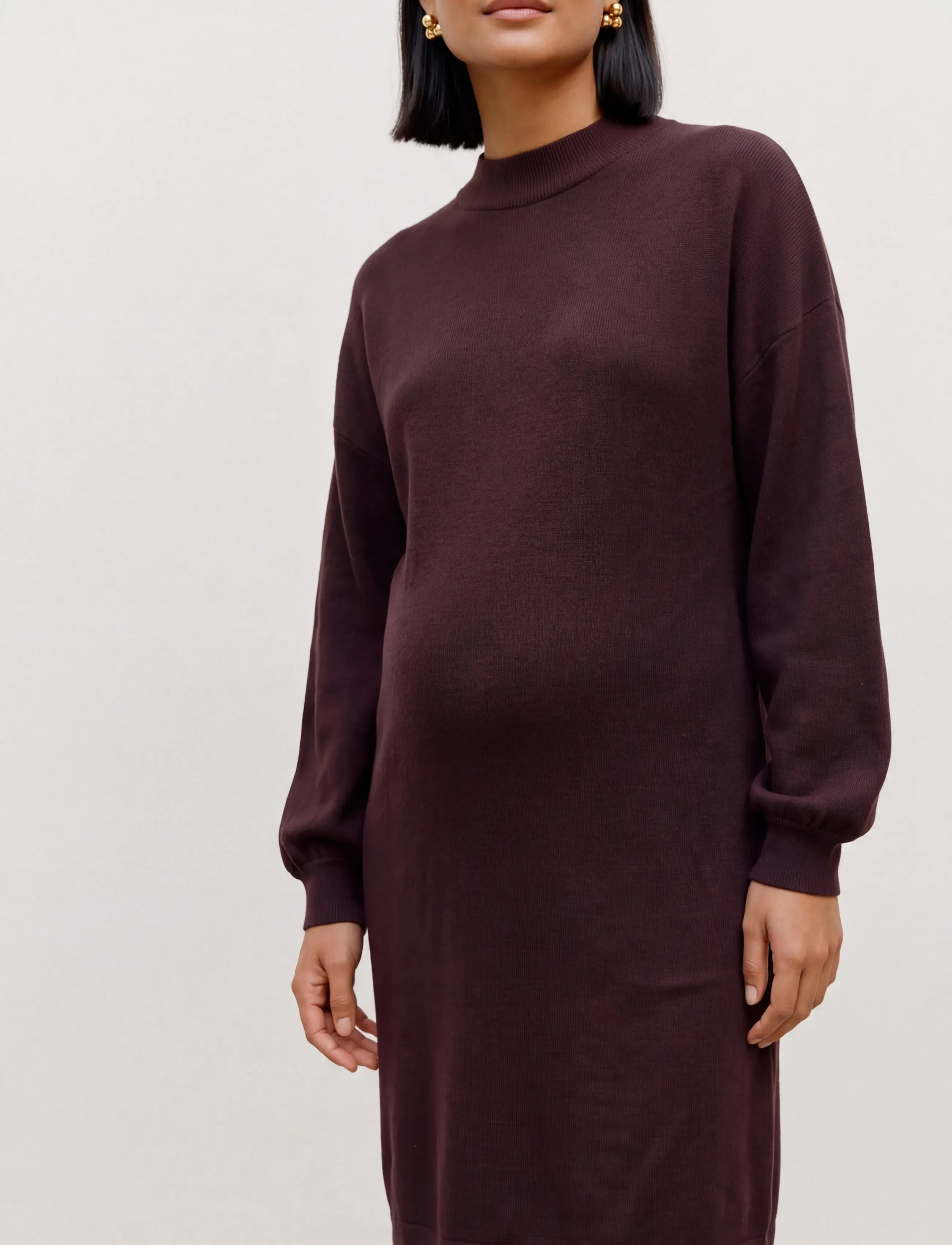 Vero Moda Maternity - VMMNANCY LS FUNNELNECK DRESS NOOS - strickkleider - winetasting - 4