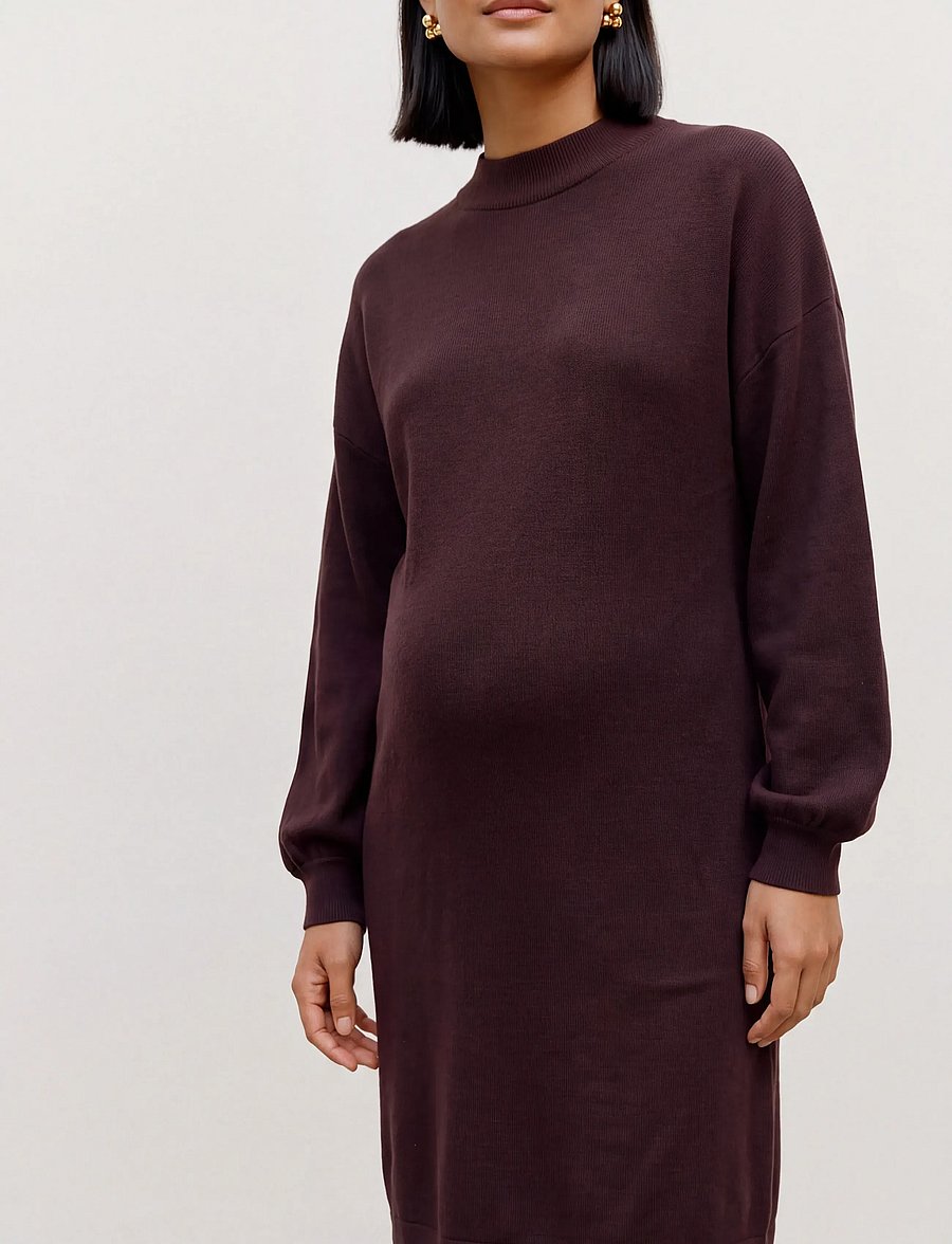 Vero Moda Maternity - VMMNANCY LS FUNNELNECK DRESS NOOS - strickkleider - winetasting - 4