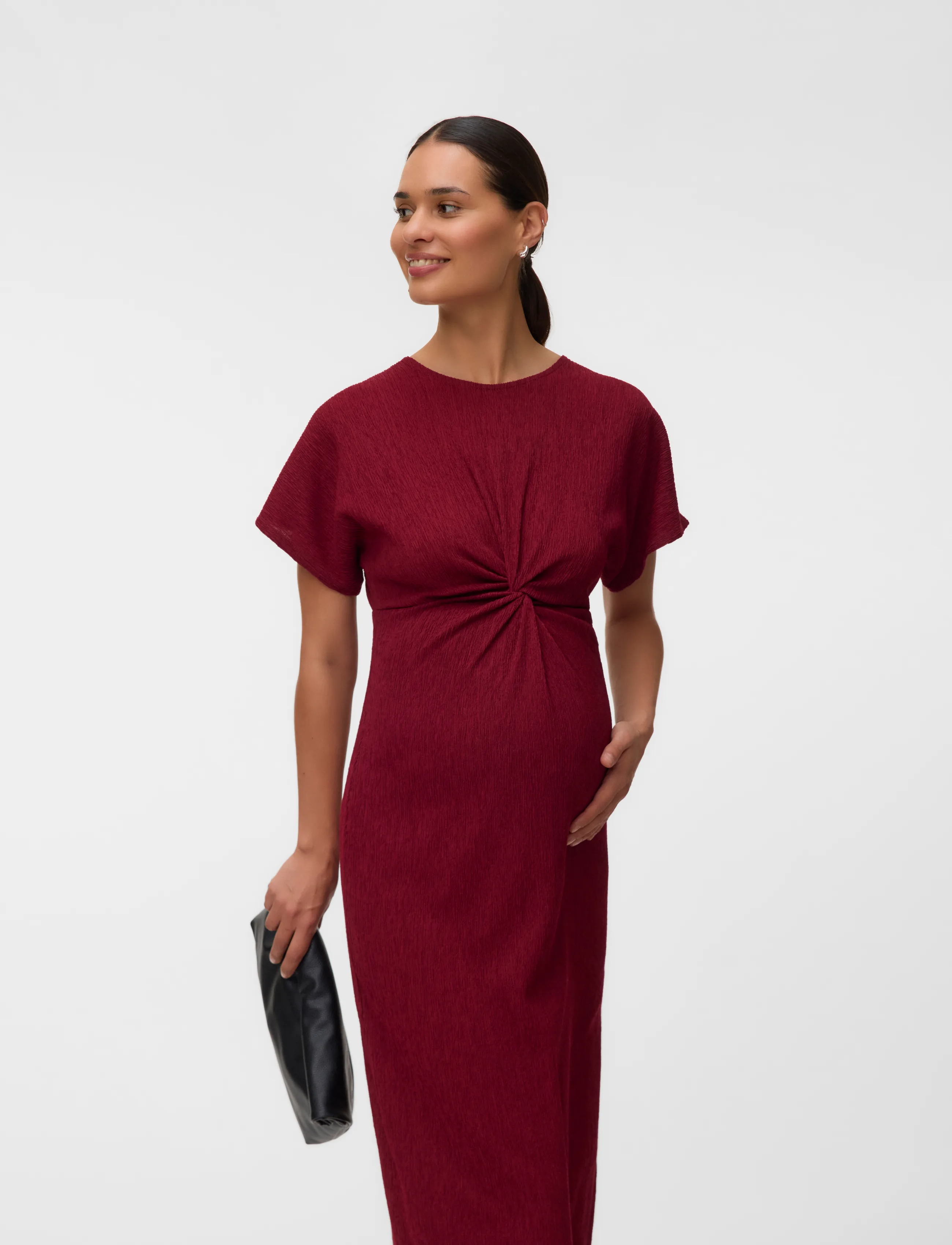 Vero Moda Maternity VMMAMANDA CS O-NECK ANKLE DRESS JRS - Riided - BIKING RED / burgundy