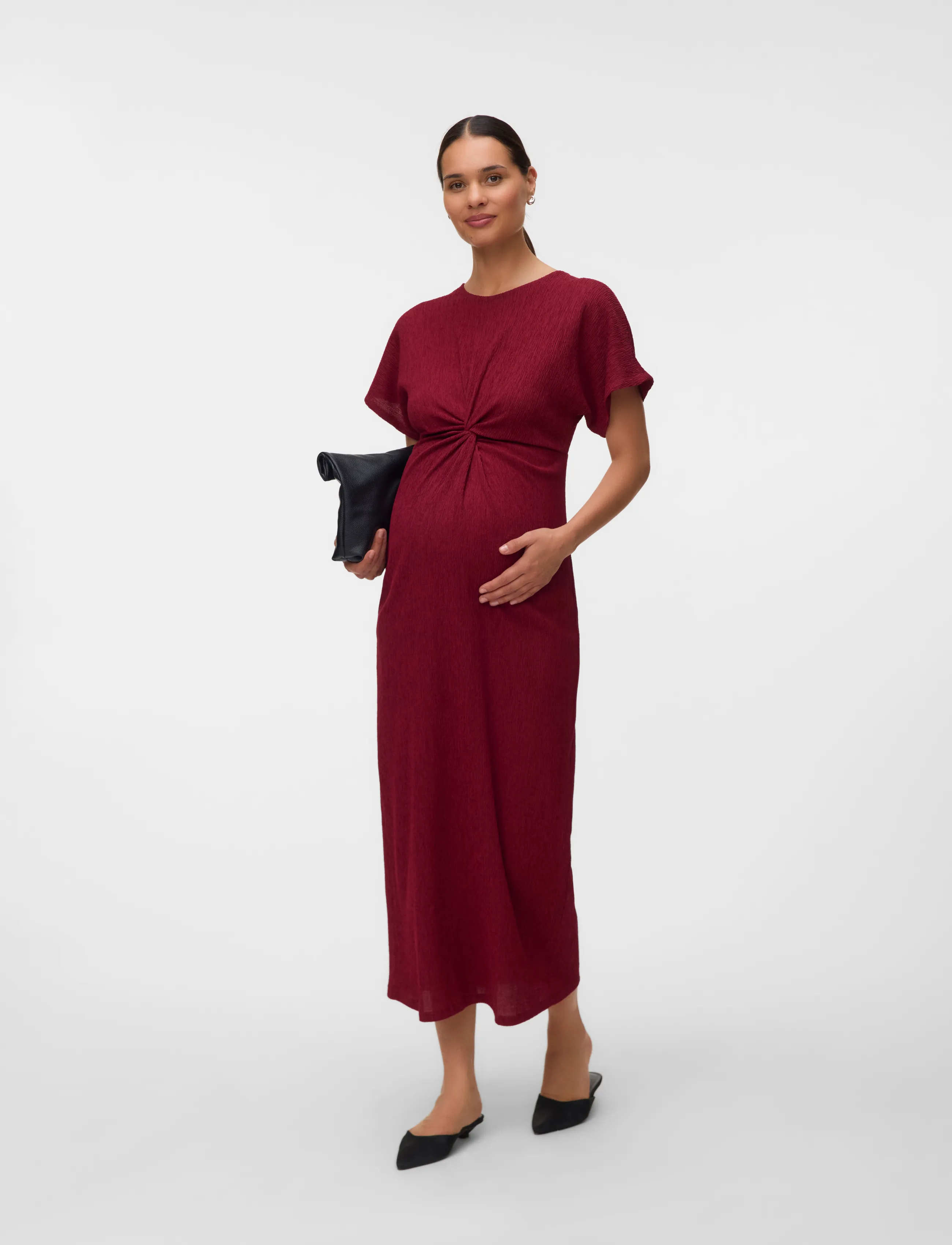 Vero Moda Maternity - VMMAMANDA CS O-NECK ANKLE DRESS JRS - maxi dresses - biking red - 4
