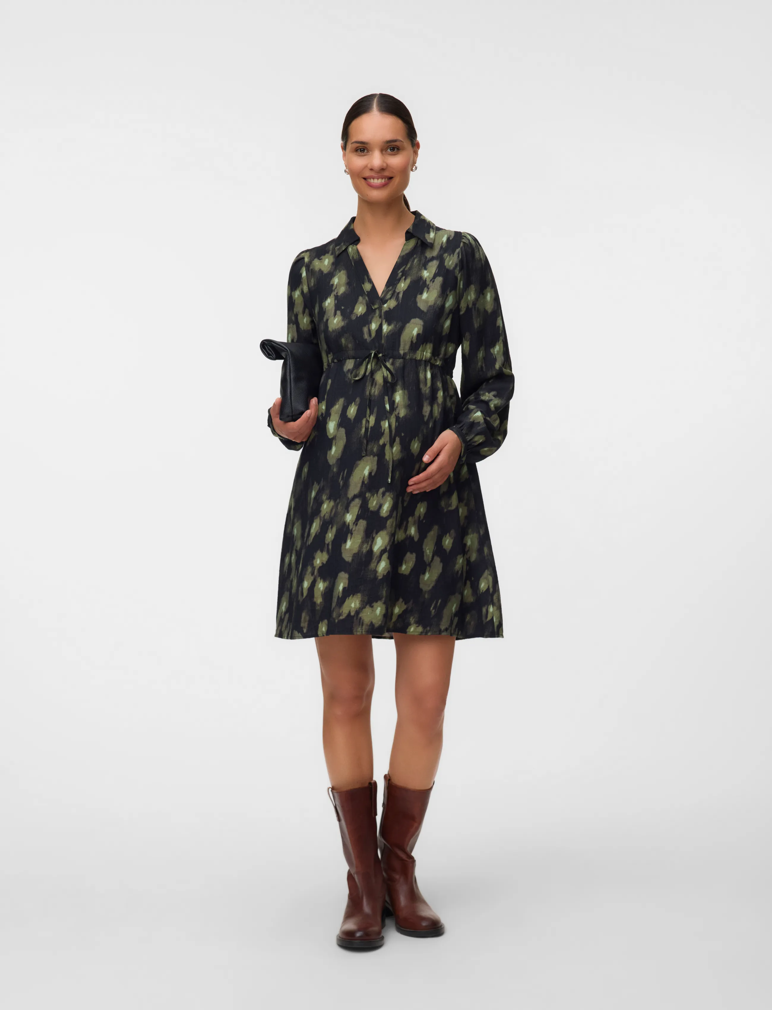 Vero Moda Maternity Vmmlanini L/S Short Dress Wvn, L, Dresses, Schwarz - Dress, Frauen