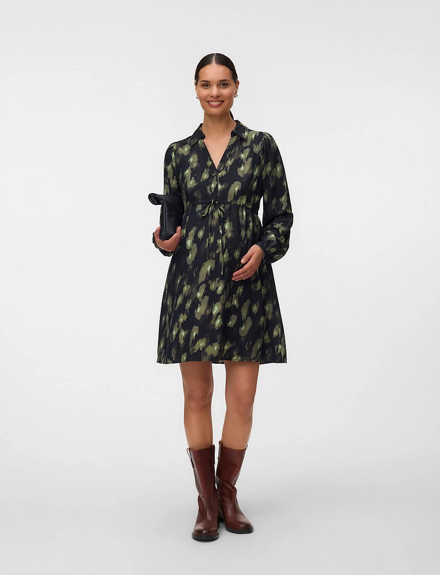 Vero Moda Maternity - VMMLANINI L/S SHORT DRESS WVN - särkkleidid - black - 0