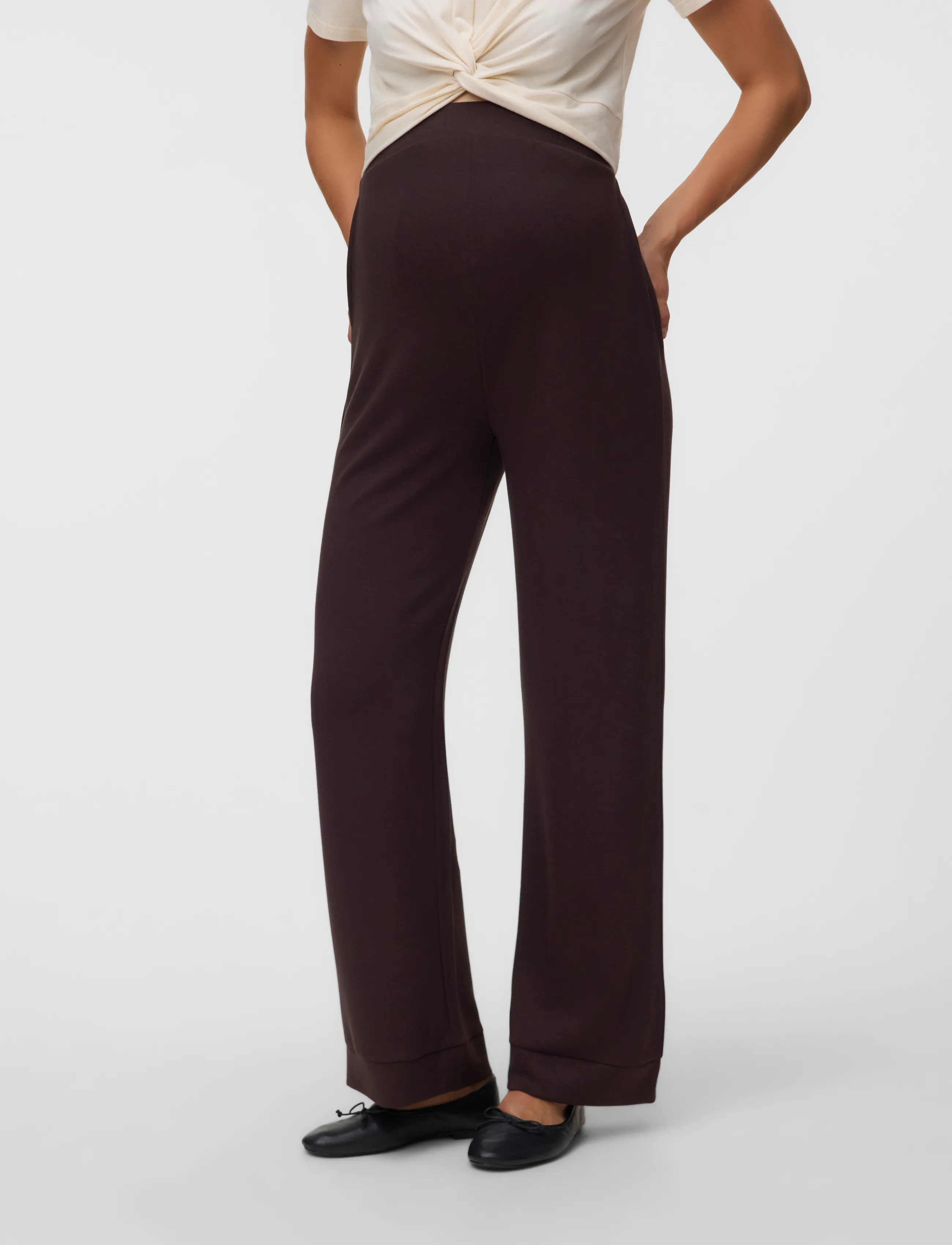 Vero Moda Maternity VMMHALI HW WIDE PANT JRS - Bukser med brede ben - CHOCOLATE TORTE / brown