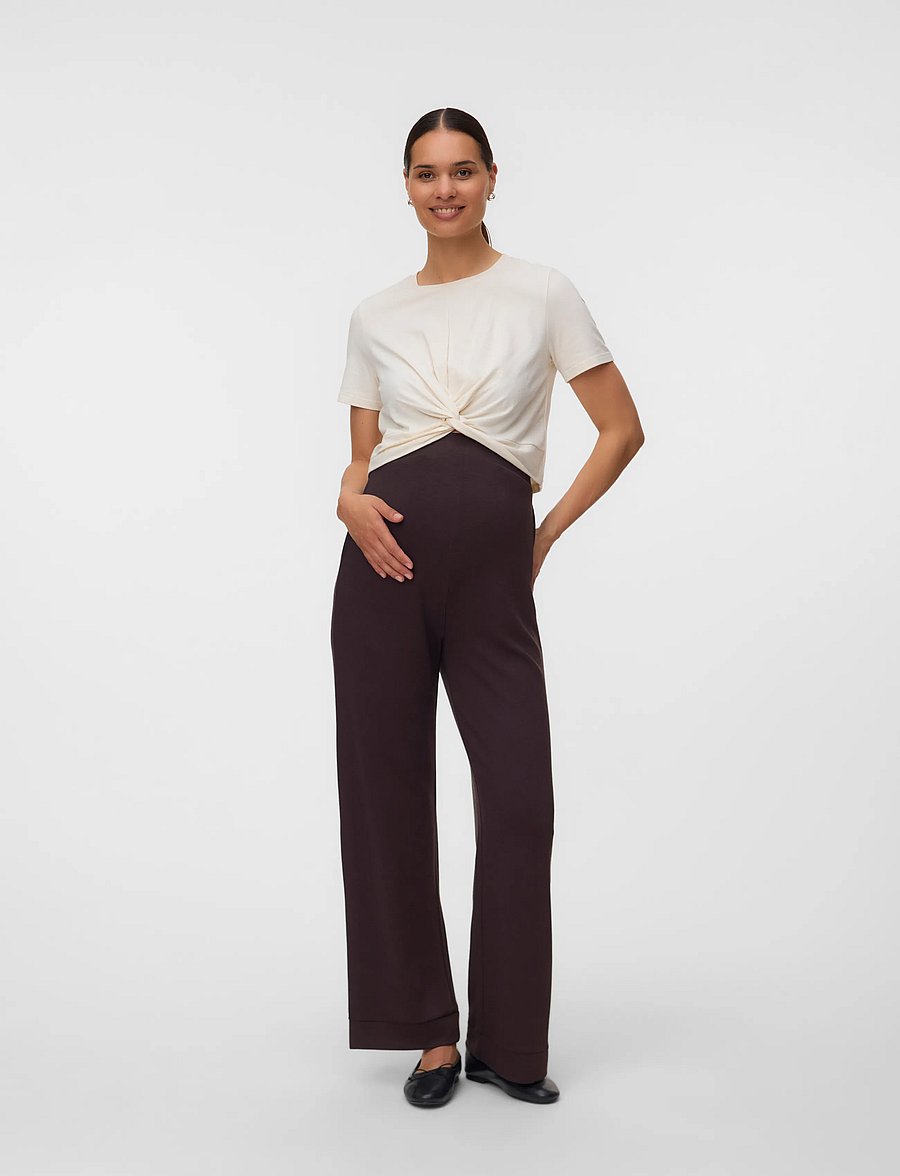 Vero Moda Maternity - VMMHALI HW WIDE PANT JRS - püksid ja seelikud - chocolate torte - 4