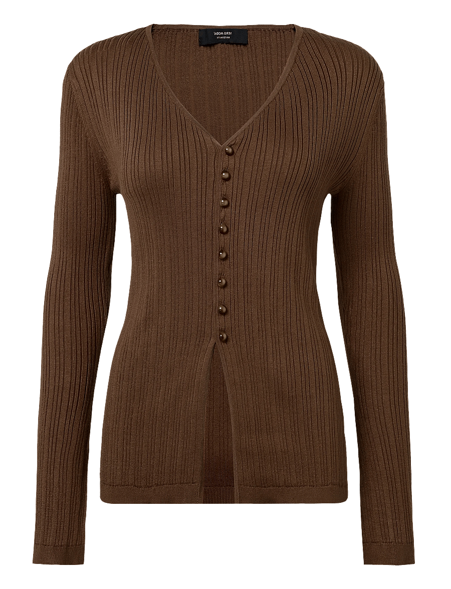 Vero Moda Maternity - VMMWILLOW LS V-NECK LONG CARDIGAN - overdele - cocoa brown - 1