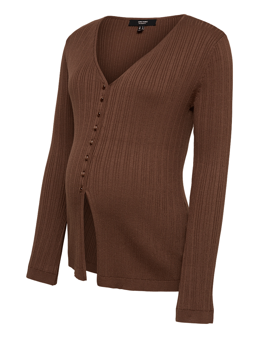Vero Moda Maternity - VMMWILLOW LS V-NECK LONG CARDIGAN - oberteile - cocoa brown - 1