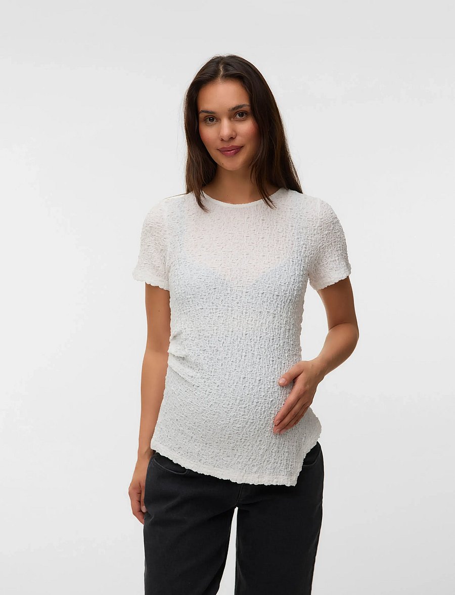 Vero Moda Maternity - VMMALISSIA SS ASYMMETRICAL TOP JRS - overdele - snow white - 0