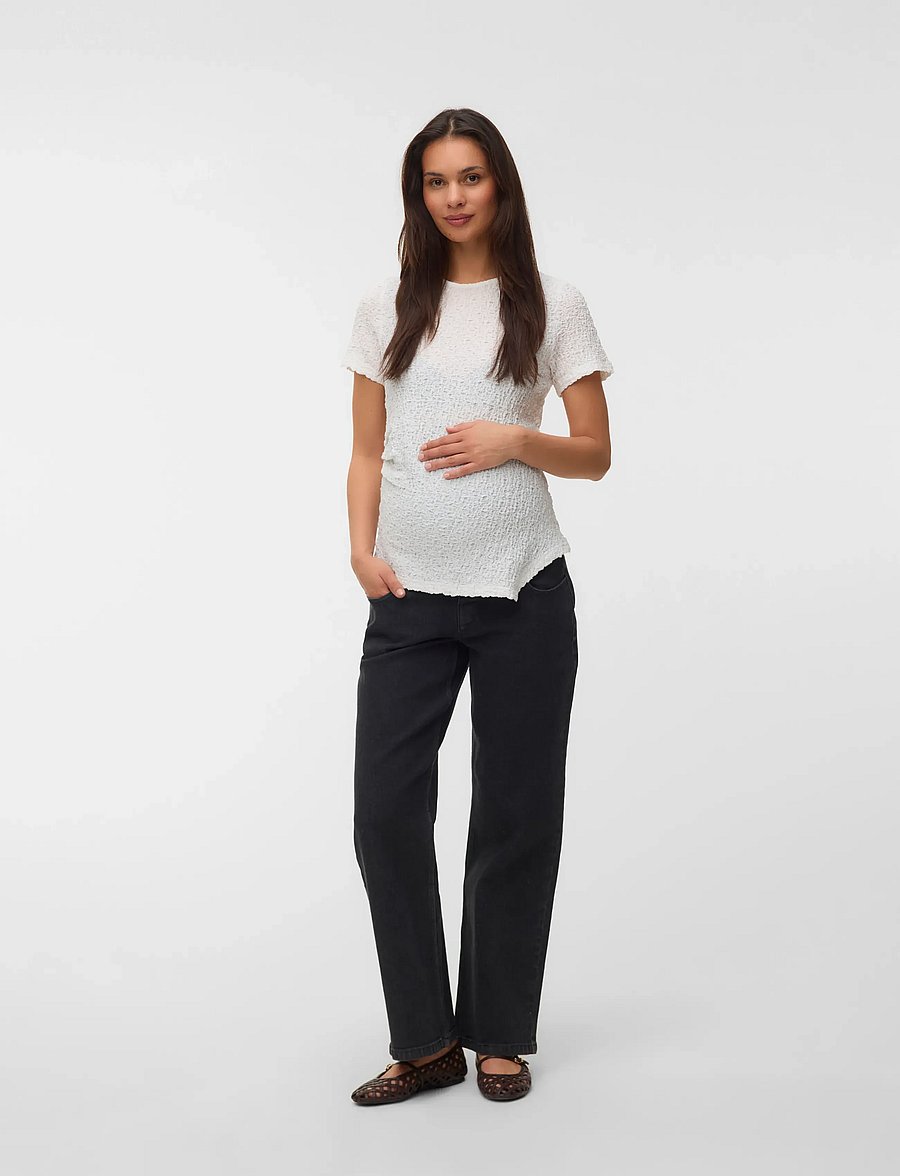 Vero Moda Maternity - VMMALISSIA SS ASYMMETRICAL TOP JRS - overdele - snow white - 3