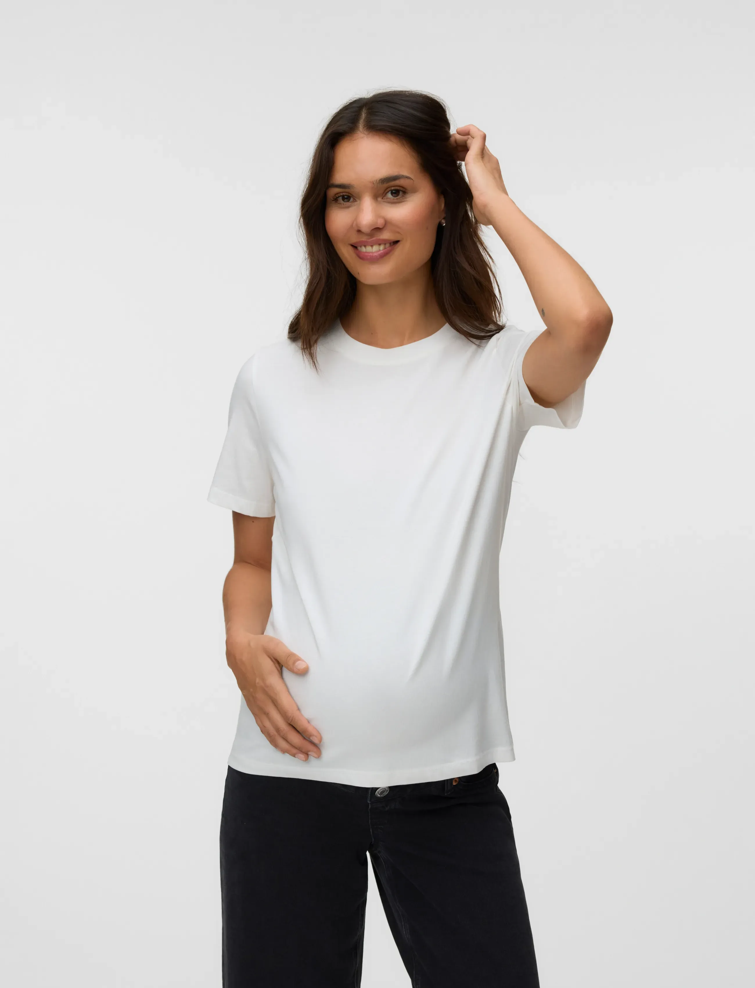 Vero Moda Maternity Vmmpaulina Ss T-Shirt Jrs 2P, XL, Cream, T-Shirts & Toppe > Kortærmede, Dame
