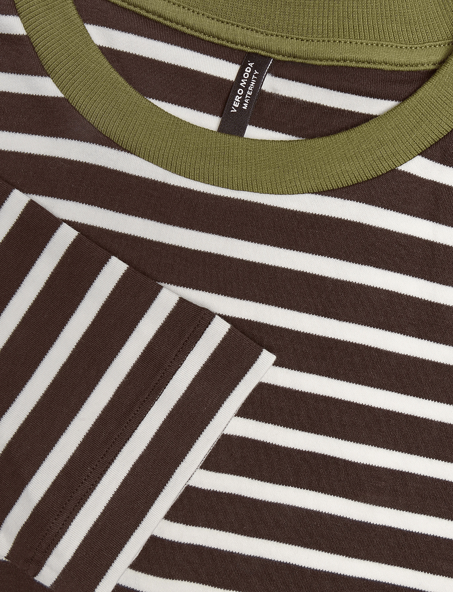 Vero Moda Maternity - VMMBOPHA LS O-NECK CONTRAST TOP JRS - topid - chocolate torte - 2