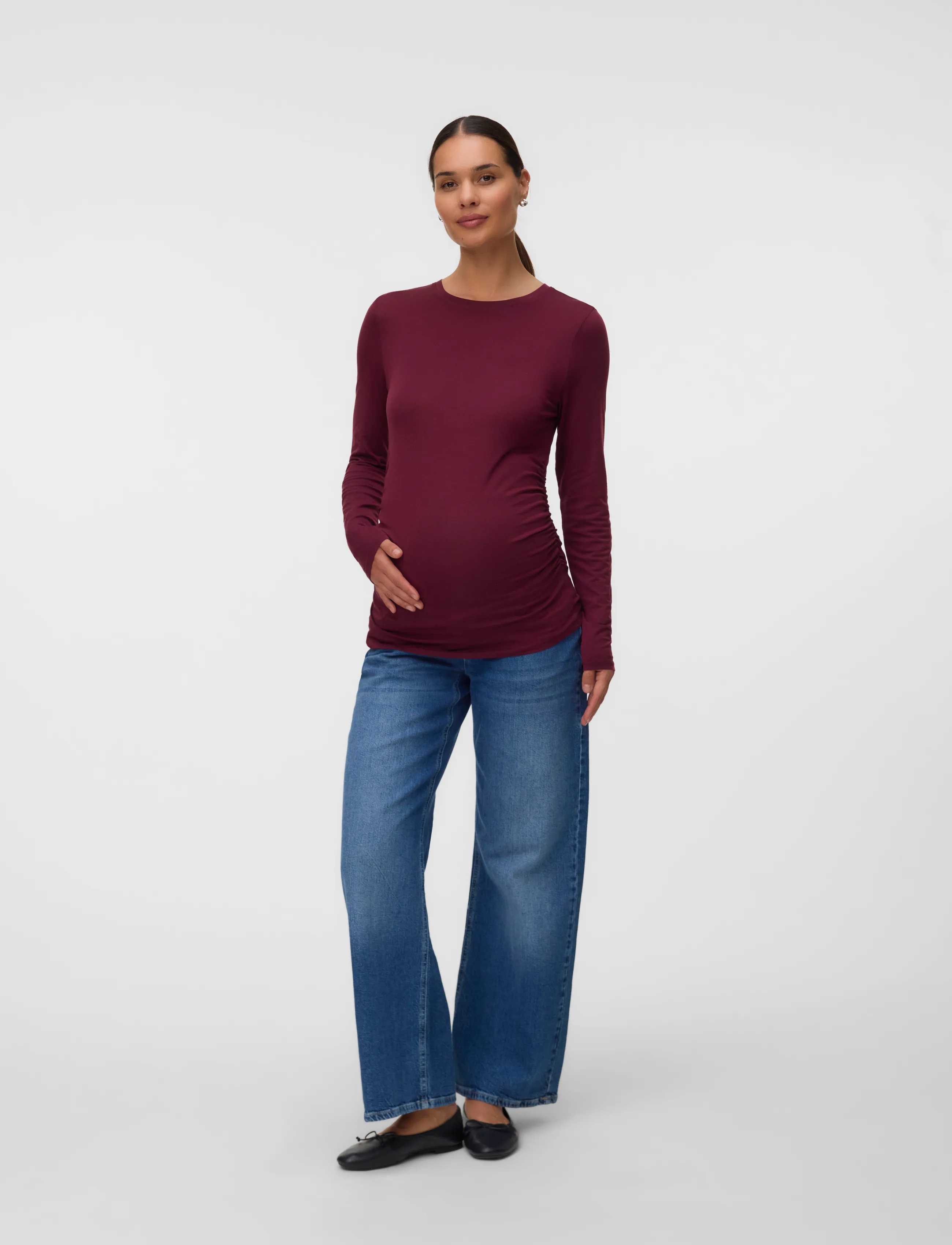 Vero Moda Maternity - VMMAVA SARAH LS TOP JRS NOOS - topid - windsor wine - 3